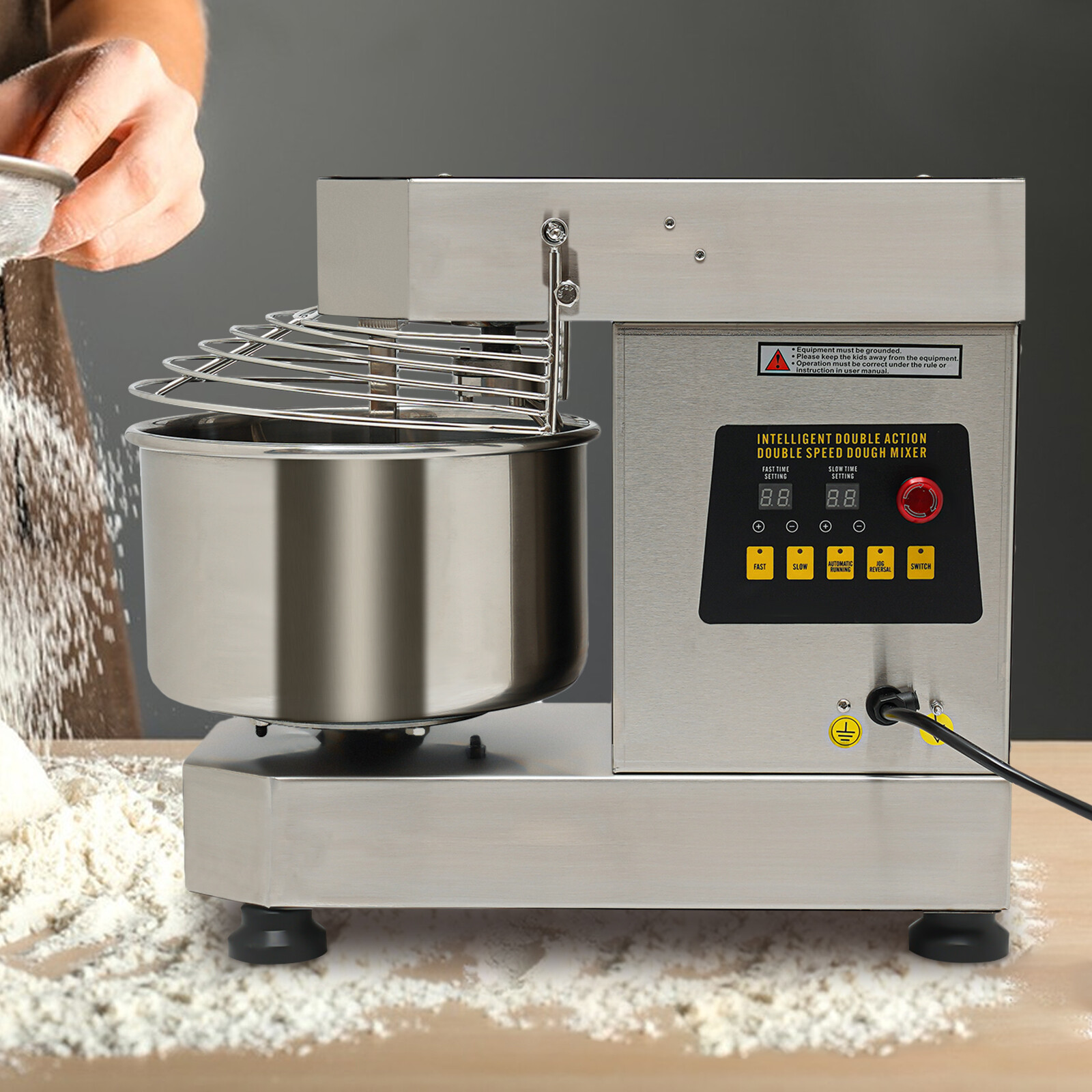 10qt Commercial Food Mixer Pizza Dough Mixer 2 Speed Electric Mixer SS201 750W