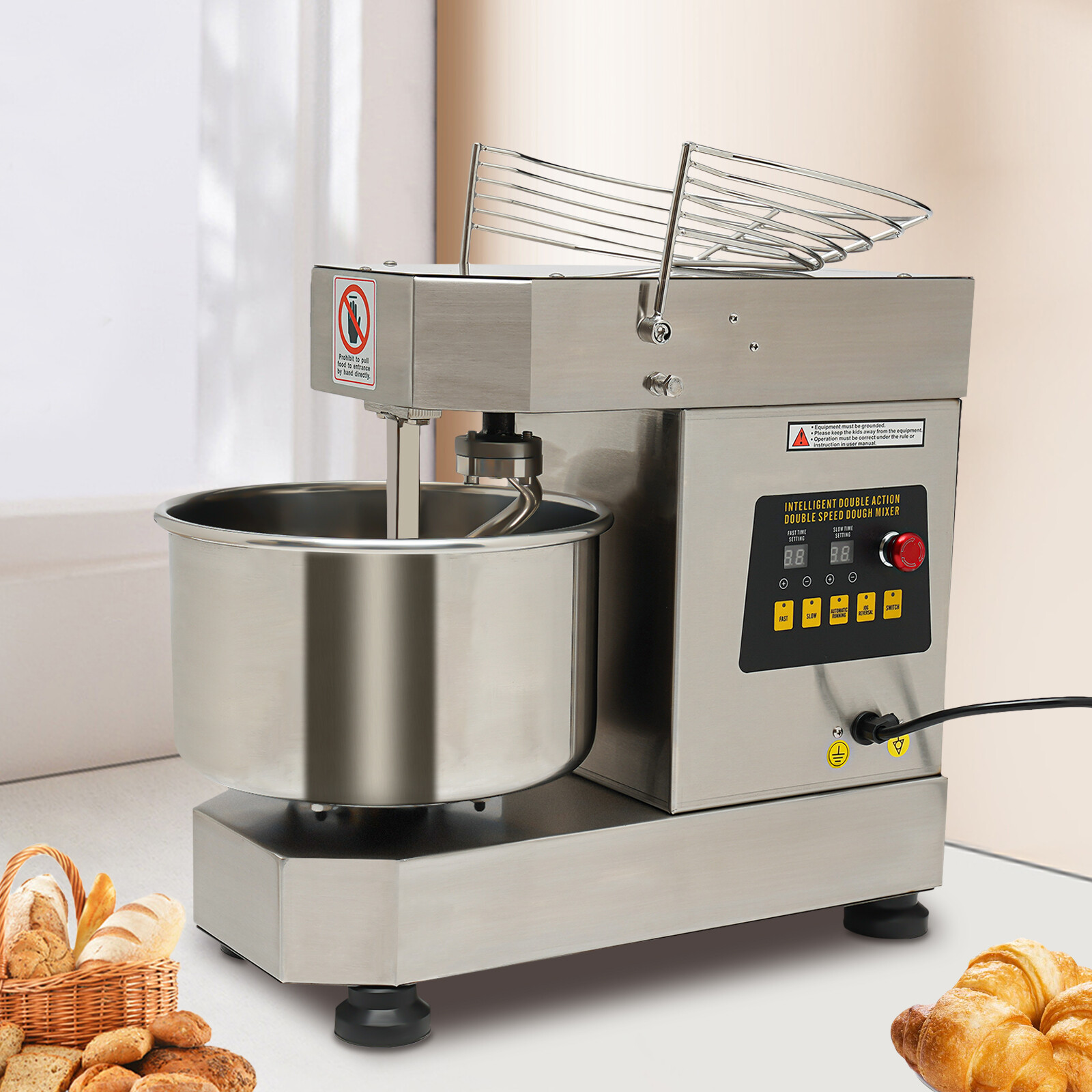 Commercial Food Mixer Electric Dough Mixer 10L 2 Speed Pizza Bakery Mixer 750W