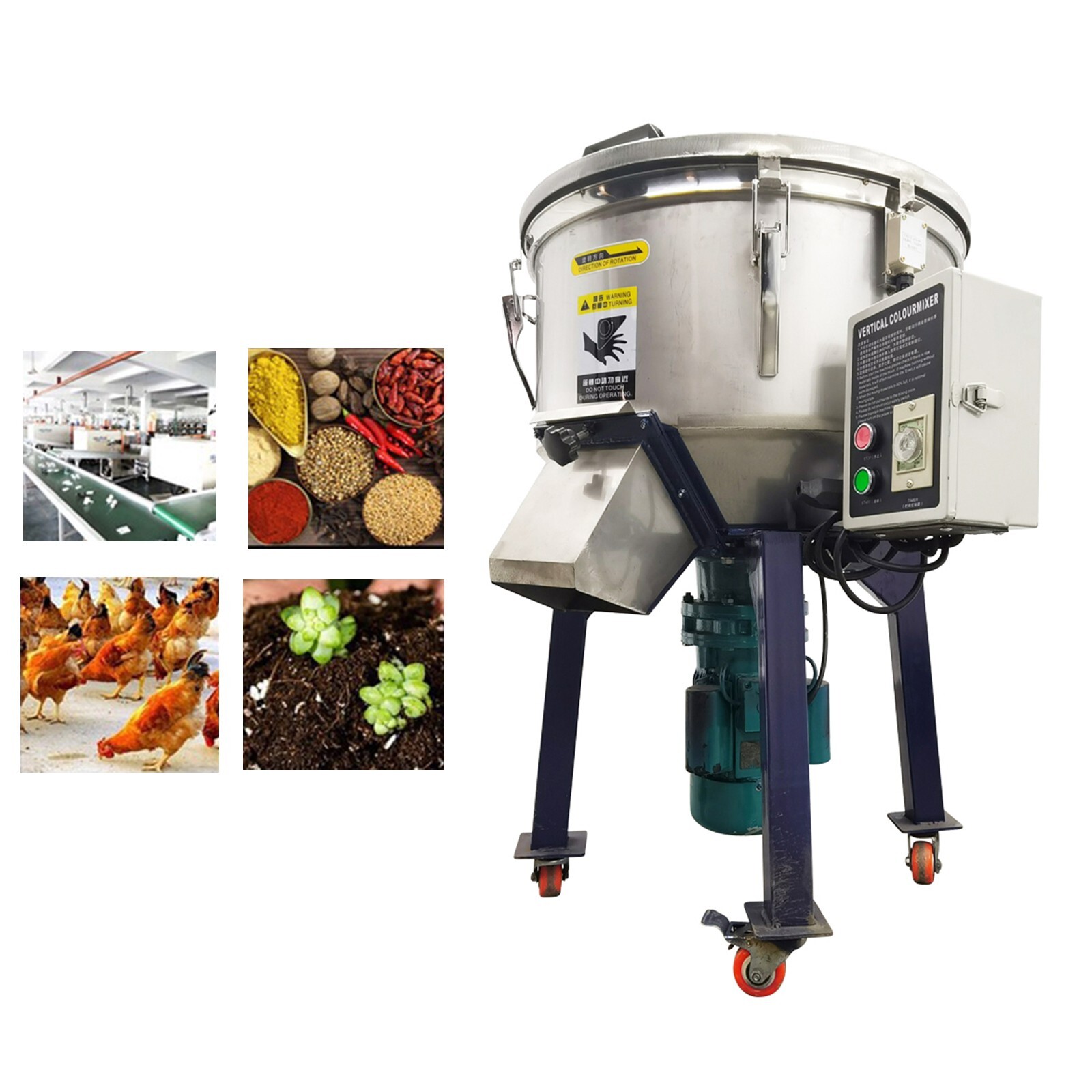 50KG Vertical Plastic Mixer Particles Industrial Color Mixer Blender Stainless