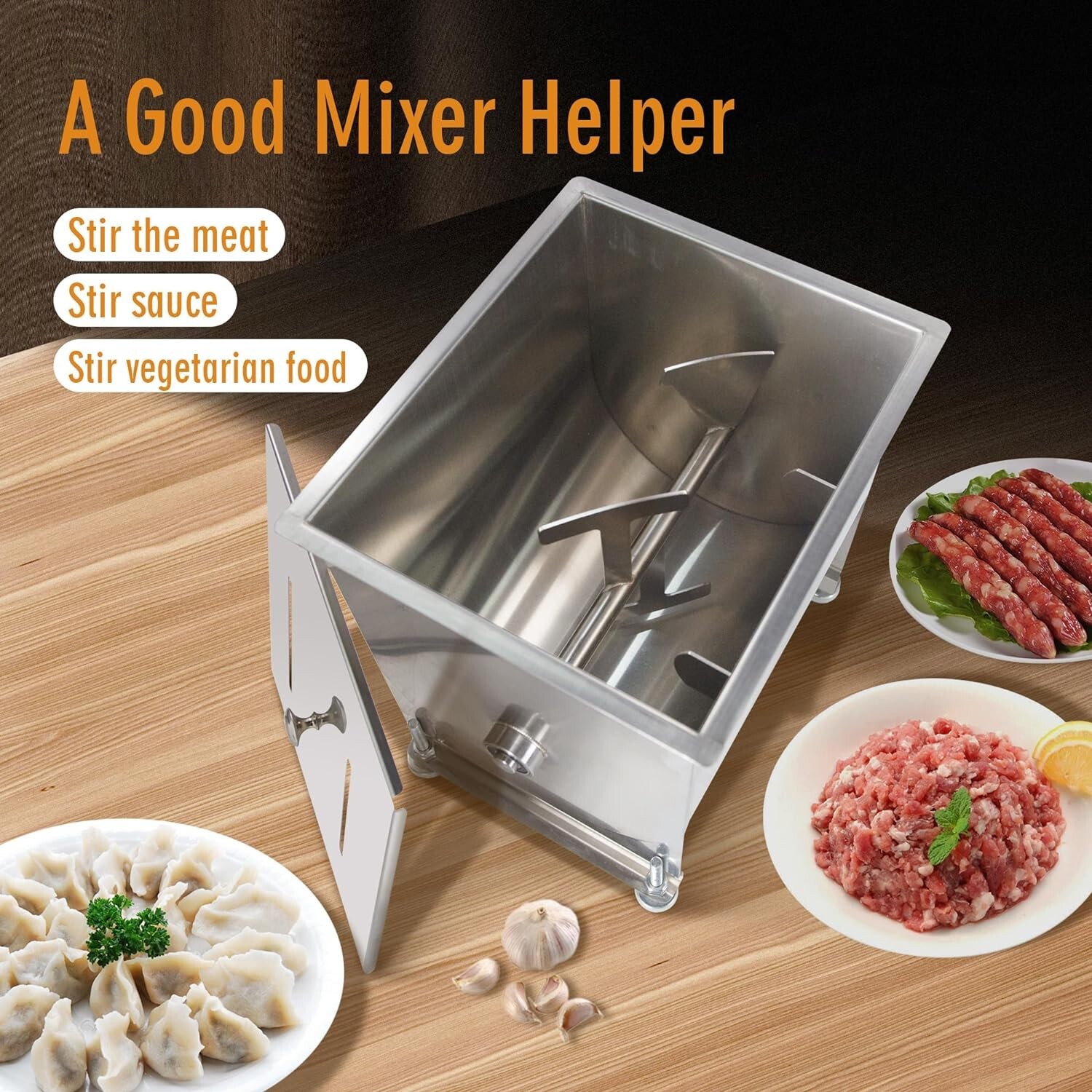 Clivia Manual Meat Mixer Fixed Tank Max Mixing 85 lbs Food Sausage Processor