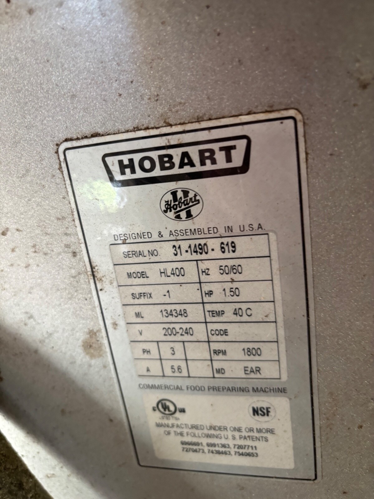 Used Hobart D340 – Commercial 40 Qt Mixer, 3 Phase