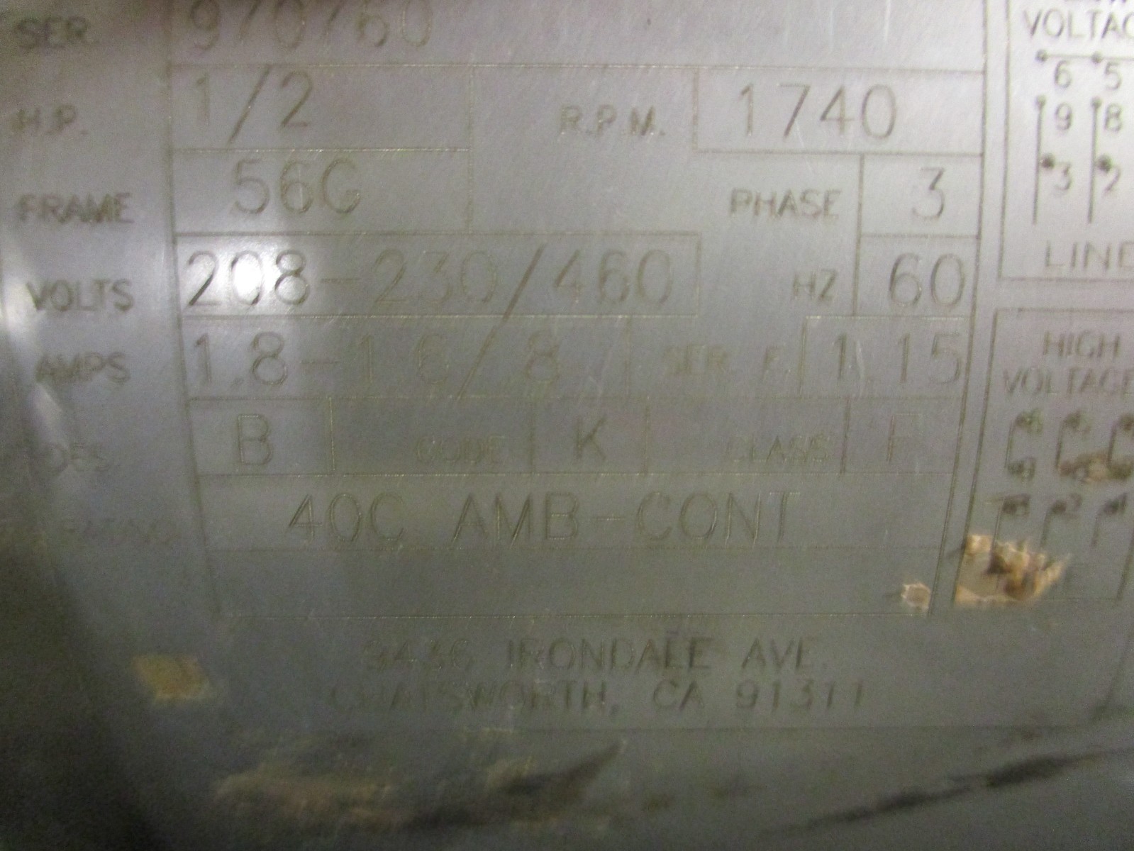 Lightnin SV5S50 Mixer A2A4BG SS Washdown Duty Motor 3 Phase 1/2HP 1740RPM