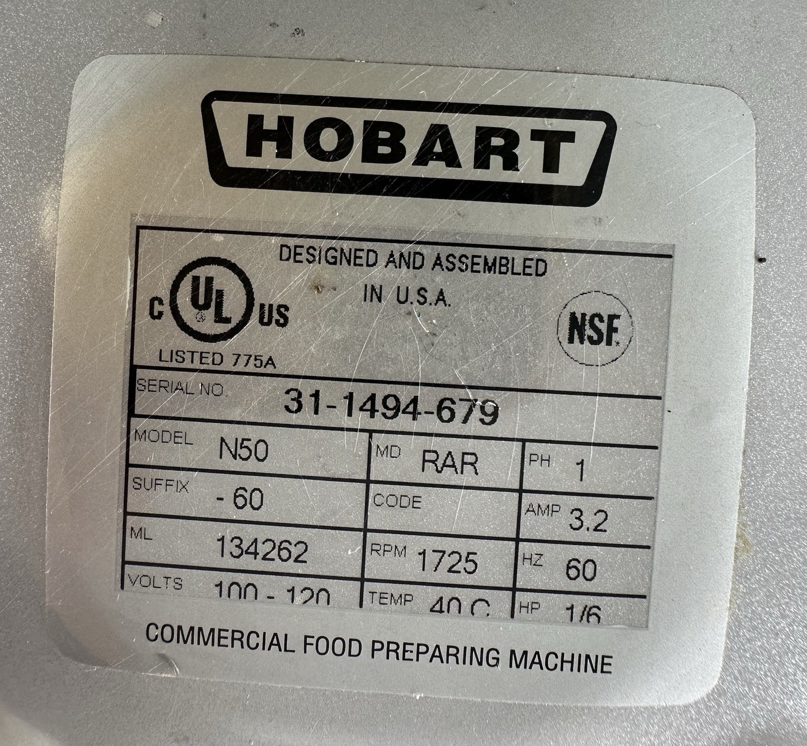 HOBART N50 – Stand Mixer Commercial Food Preparing Machine
