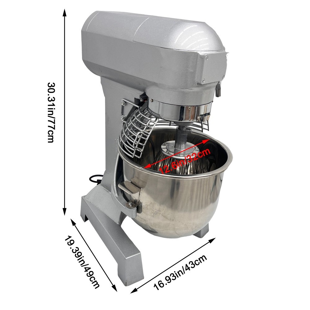 20qt Commercial Dough Mixer 110V 3-Speed Spiral Hook/ Beater Kneading Machine