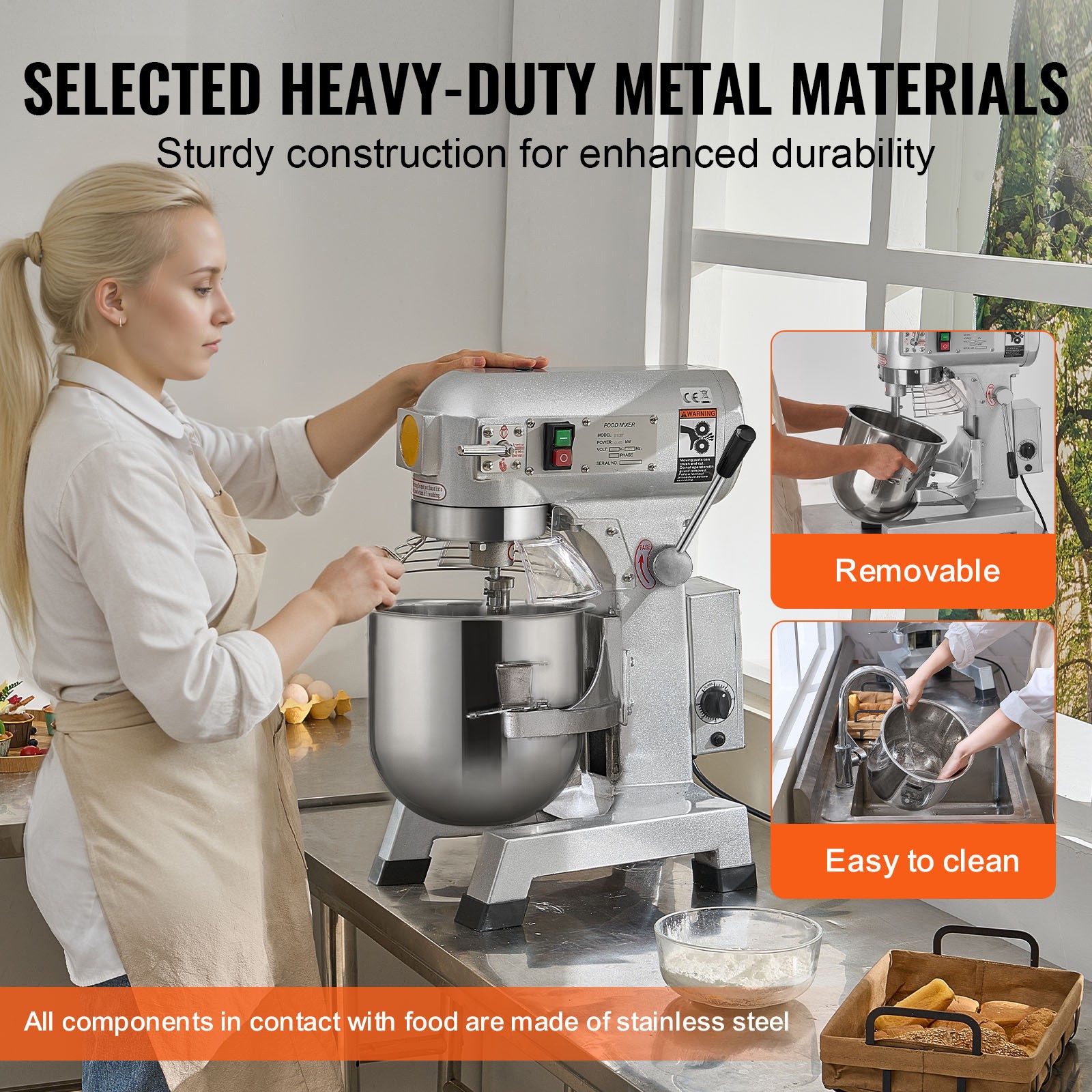 Commercial Food Mixer 10L 3-Speed 550W Stand Dough Mixer for Restaurant