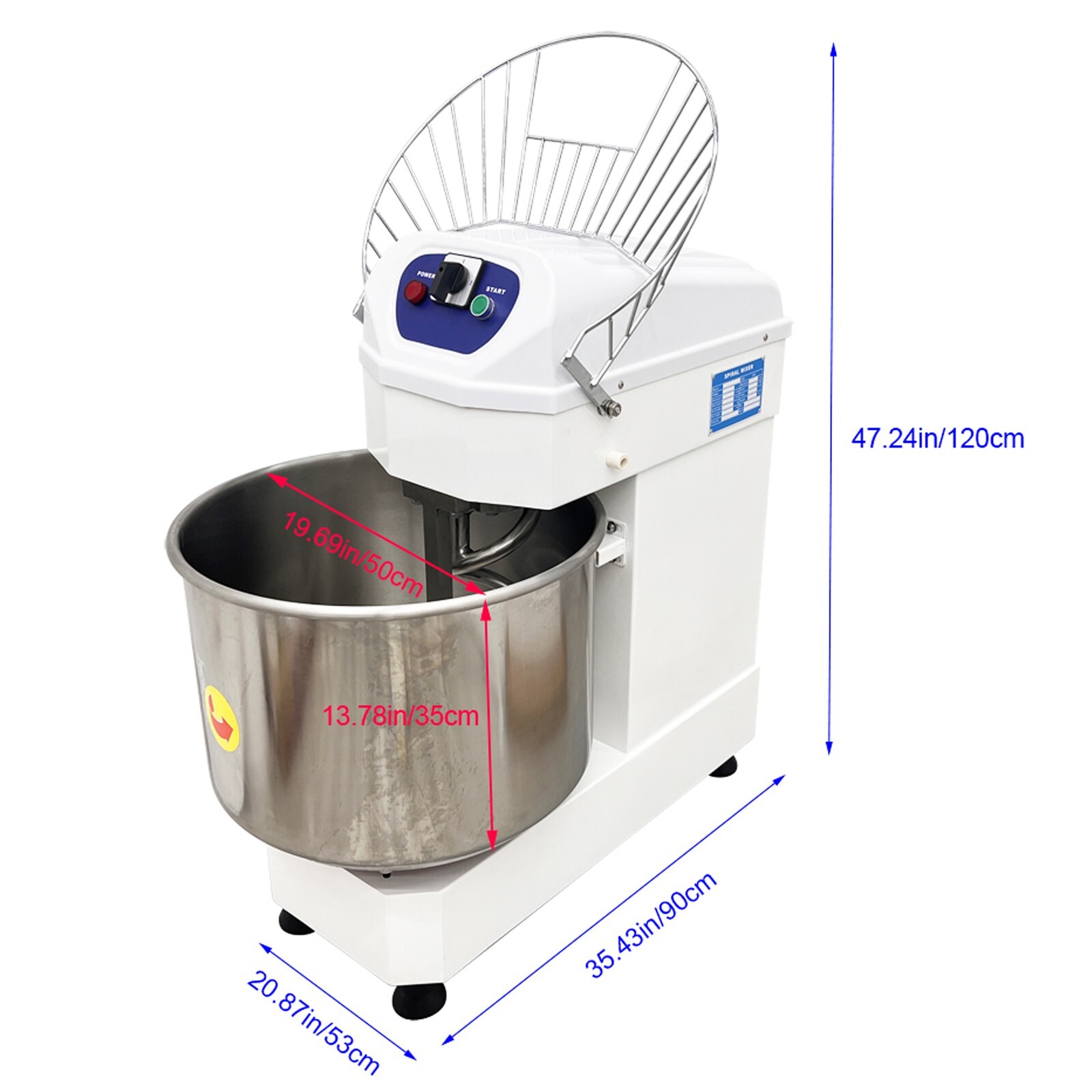 60L Commercial Double Speed Dough Mixer 220V 3 Phase Dough Kneading Machine