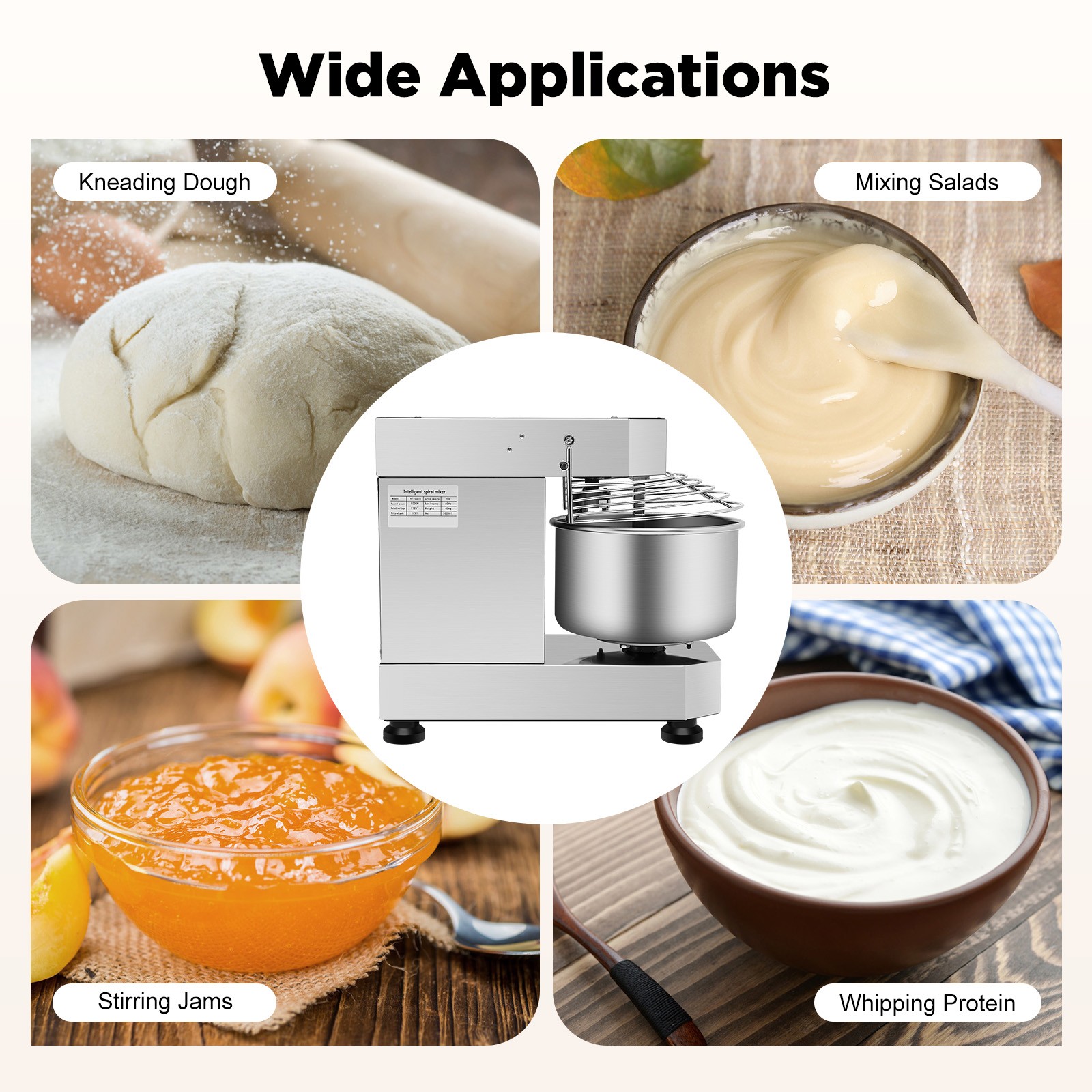 10L 2-Speed Commercial Food Mixer Electric Dough Mixer Pizza Bakery Mixer 750W