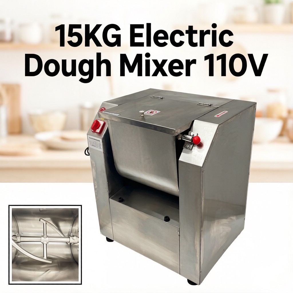 15KG Commercial Electric Dough Mixer Stainless Steel Flour Kneading Machine110V