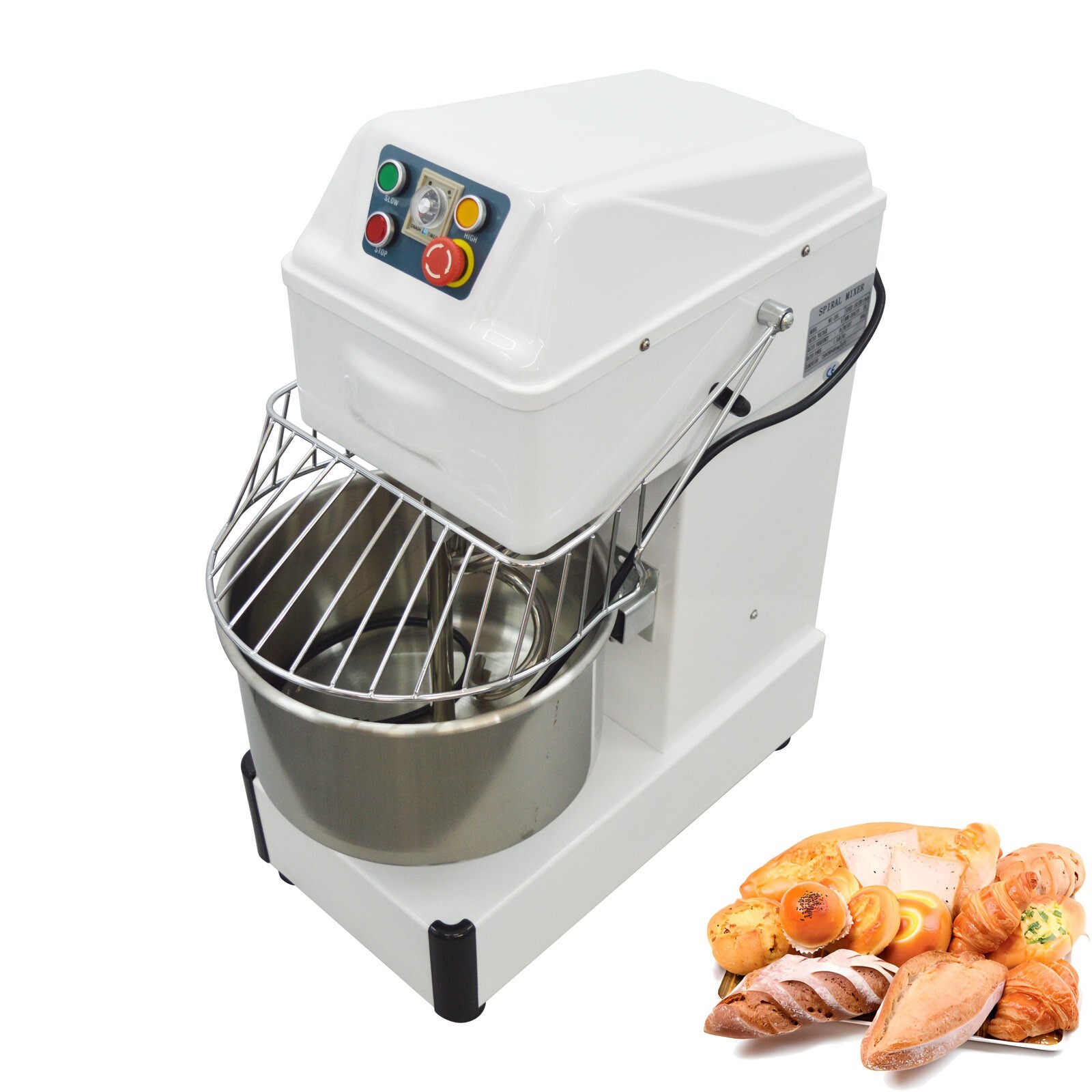 110V 1500W 20L 8kg Commercial Dough Mixer Flour Capacity Dual Speed