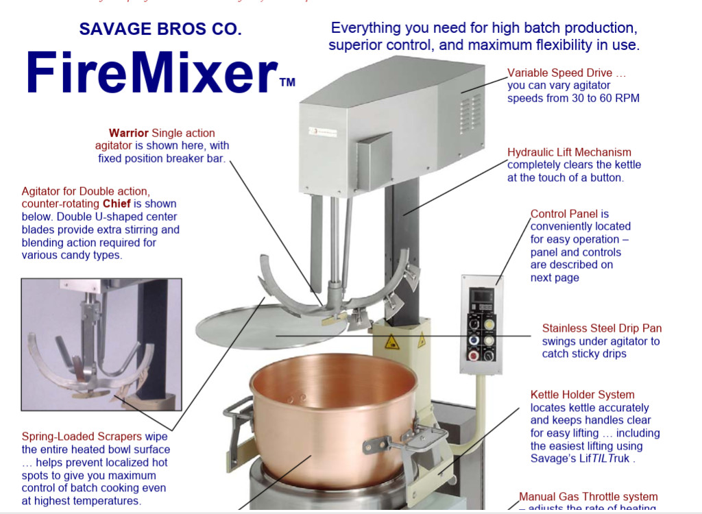 SAVAGE BROS S-92 Chief FireMixer Fudge Caramel Toffee Candy Kettle GAS