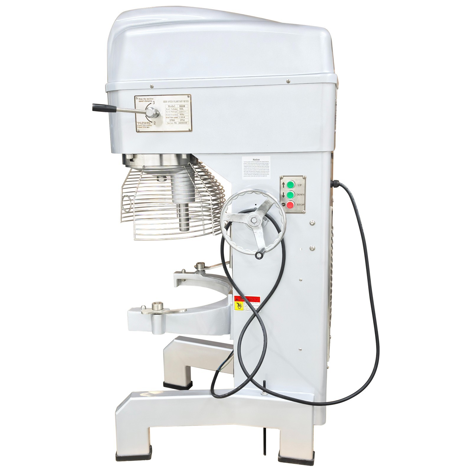 220V 3-Phase 60QT Spiral Dough Mixer with Trolley Food Stuffings Mixer Machine