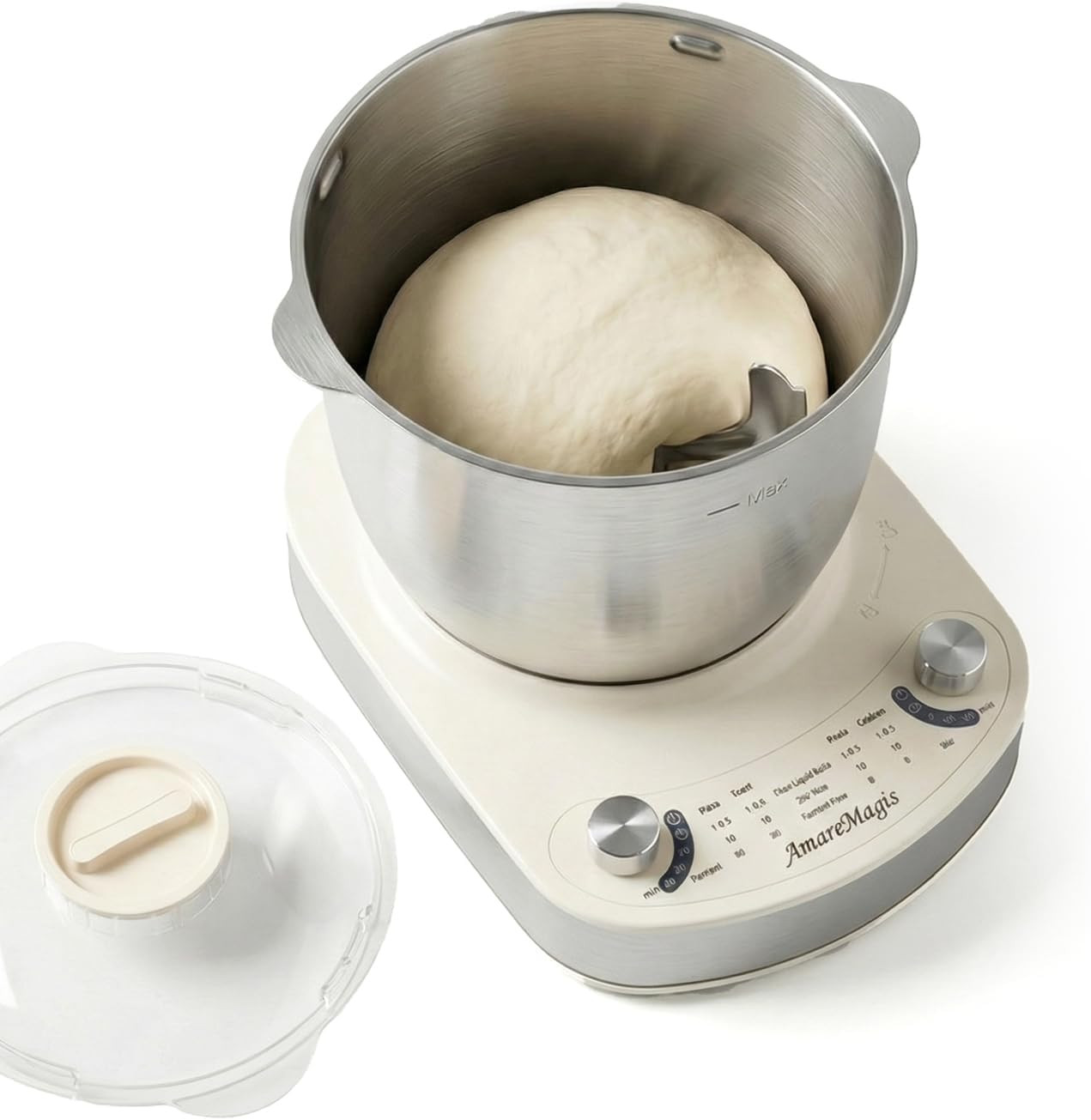 7.4QT Electric Dough Mixer with Timer & Fermentation, Dough Kneader Machine for