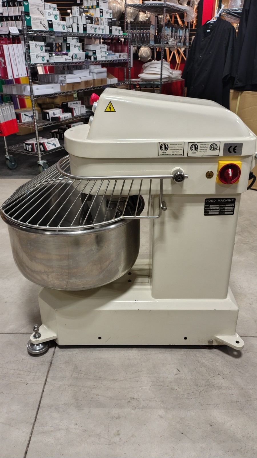 BakeMax BMSM030 Floor Model Spiral Mixer with 53 qt Fixed Bowl, 2-Speed, 66 l…