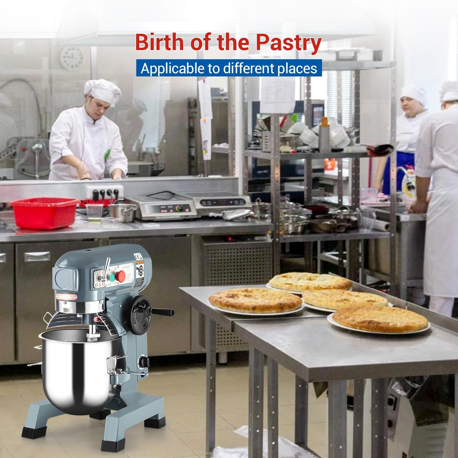 600W Commercial Food Mixer 15Qt 3 Speed Stand Mixer for Commercial Kitchen