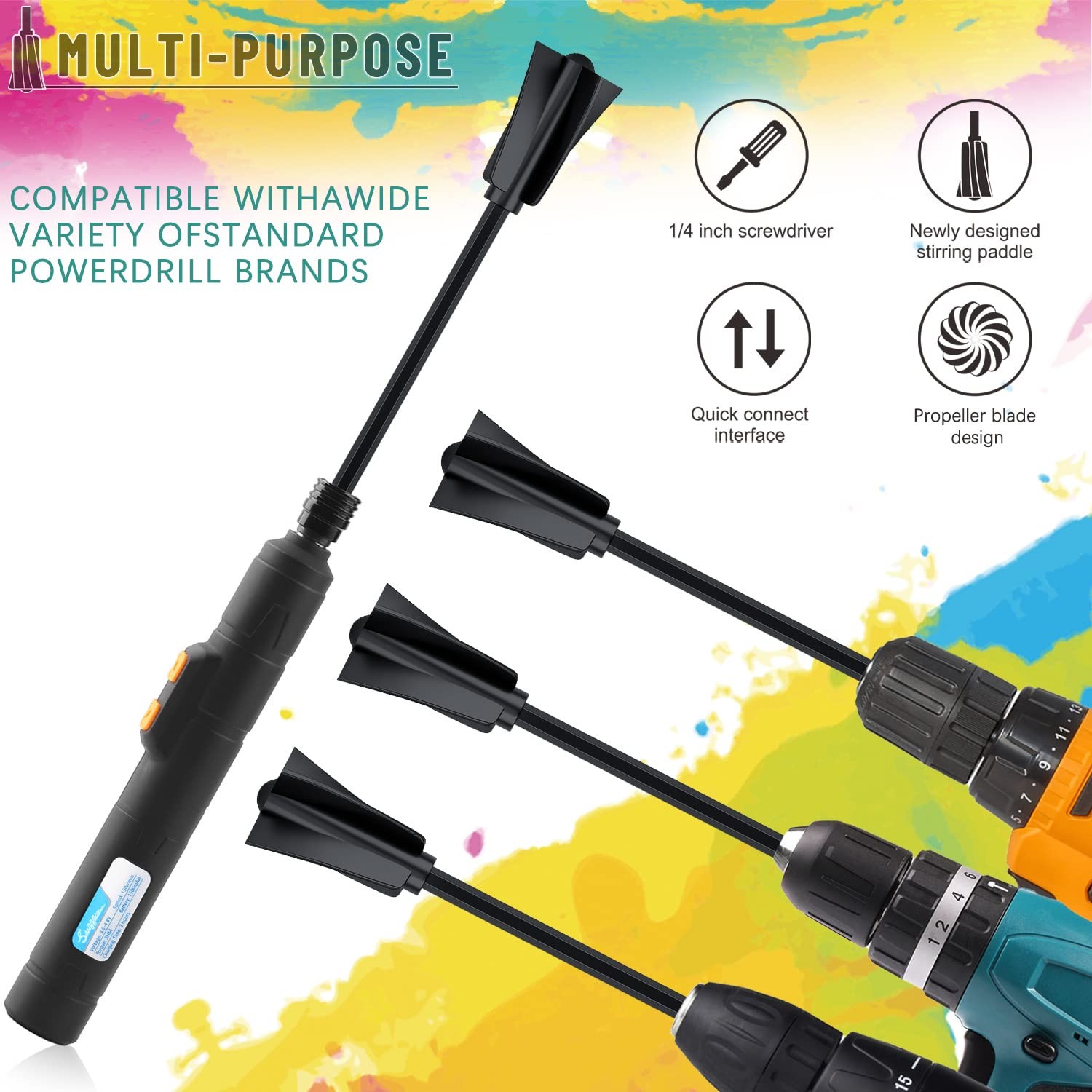Suzzam Resin Mixer Paddles, 12 pcs Plastic Epoxy Mixer for Drill Paint Stirrer f