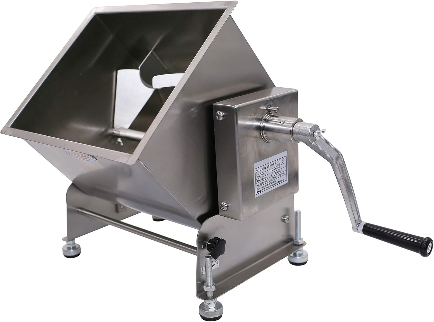 CMI Commercial Tilting Mixer Stainless Steel Manual Meat Mixers with Lid, 35Lb/2