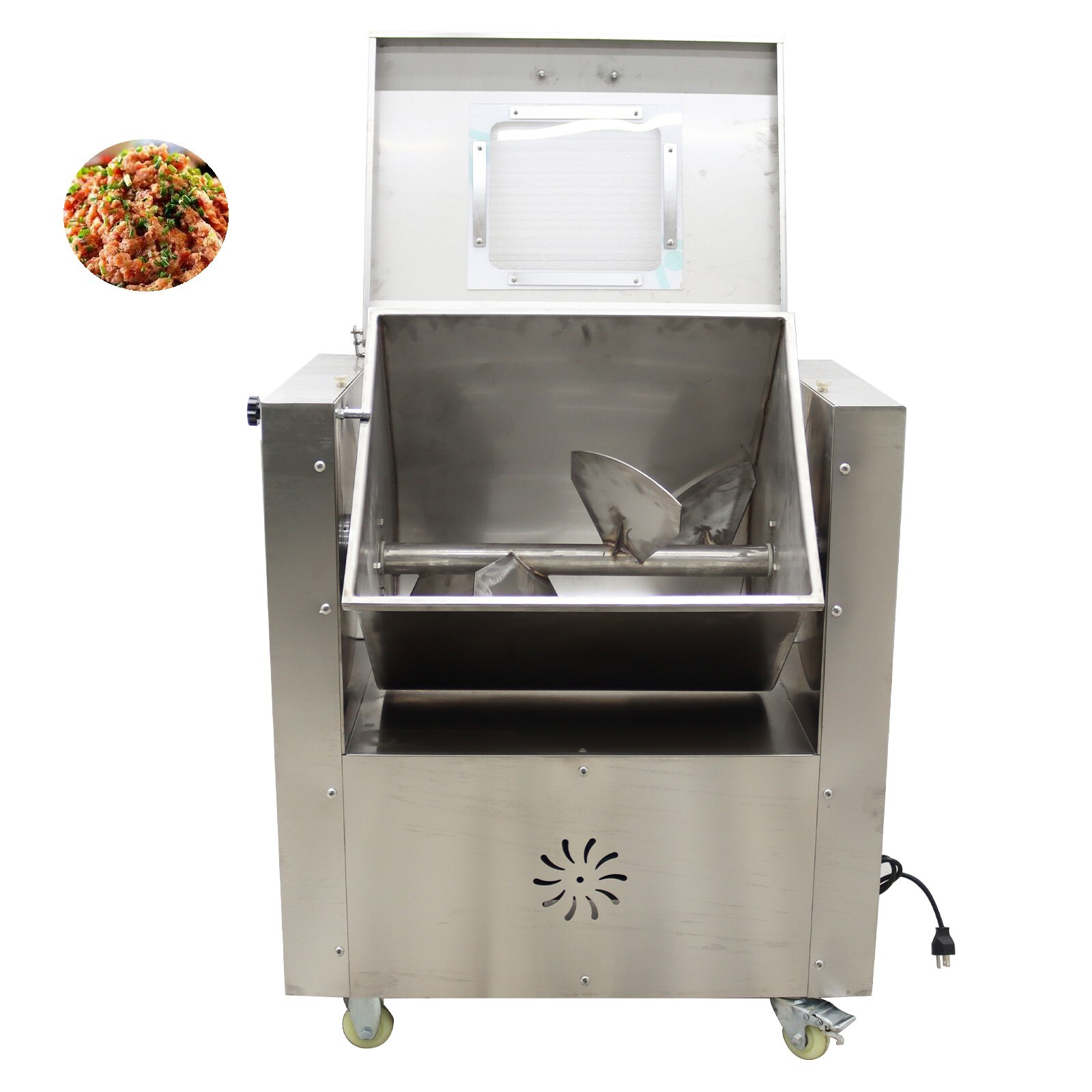 110V Electric Commercial Meat Mixer Stainless Stuffing Mixer 15.6 Gallon 70r/min