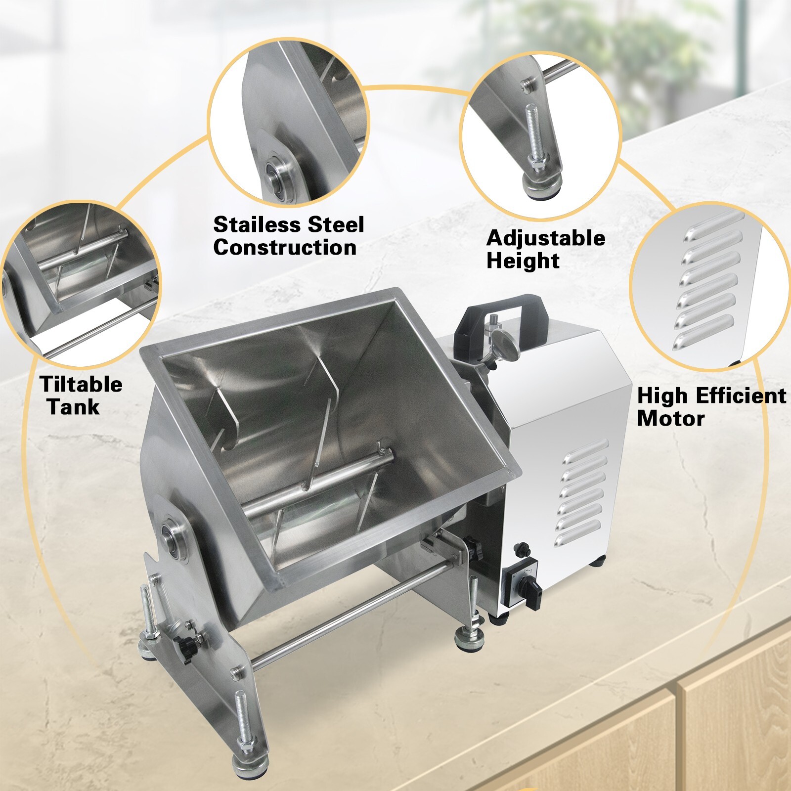 Hakka Electric 15lbs 7.5L Tilt Tank Meat Mixer Commercial Countertop Machine