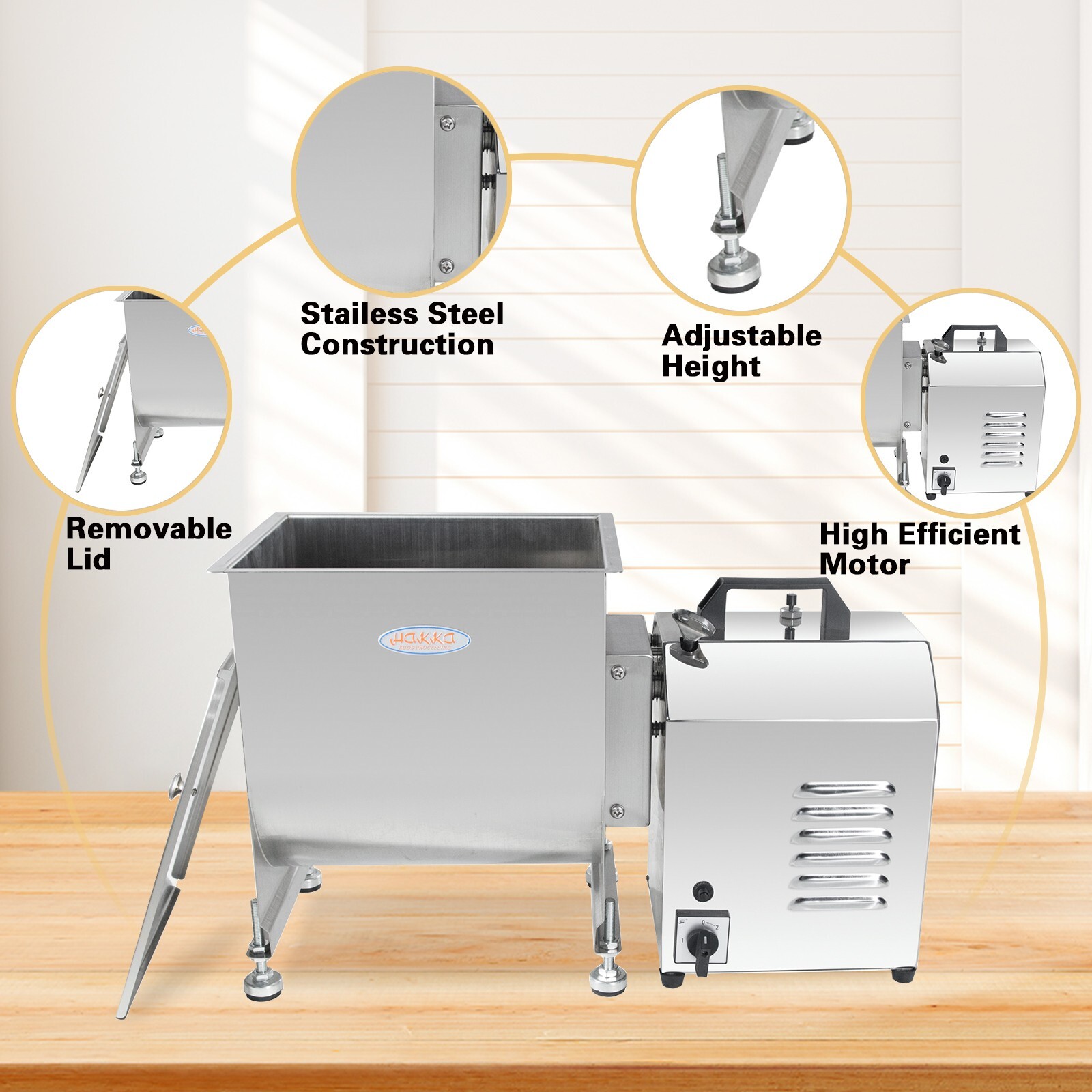 Hakka Electric Meat Mixer 85lbs Capacity Tank Food Sausage Mixing Machine