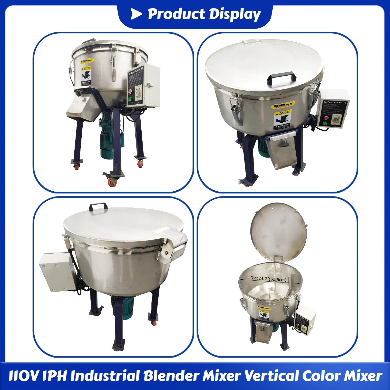 110V 1PH Industrial Vertical Blender Mixer Stainless Steel Color Mixer 50KG