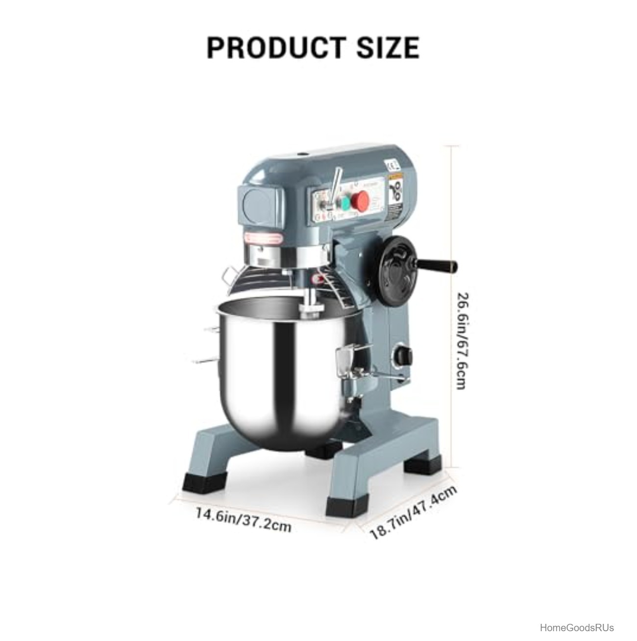 Commercial Food Mixer 15 Quart 660W 3 Speed Stand Mixer Stainless Steel Bowl