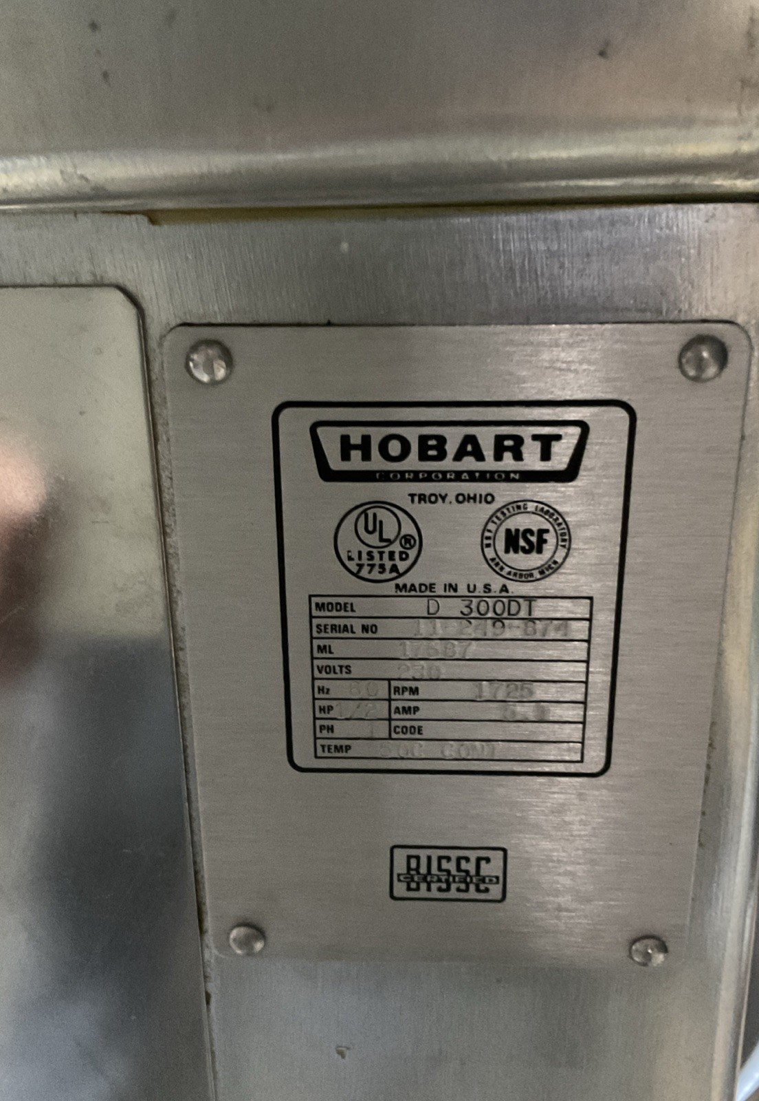 ⚡️Hobart D-300DT 30 Qt Mixer 1/2 HP (230v)