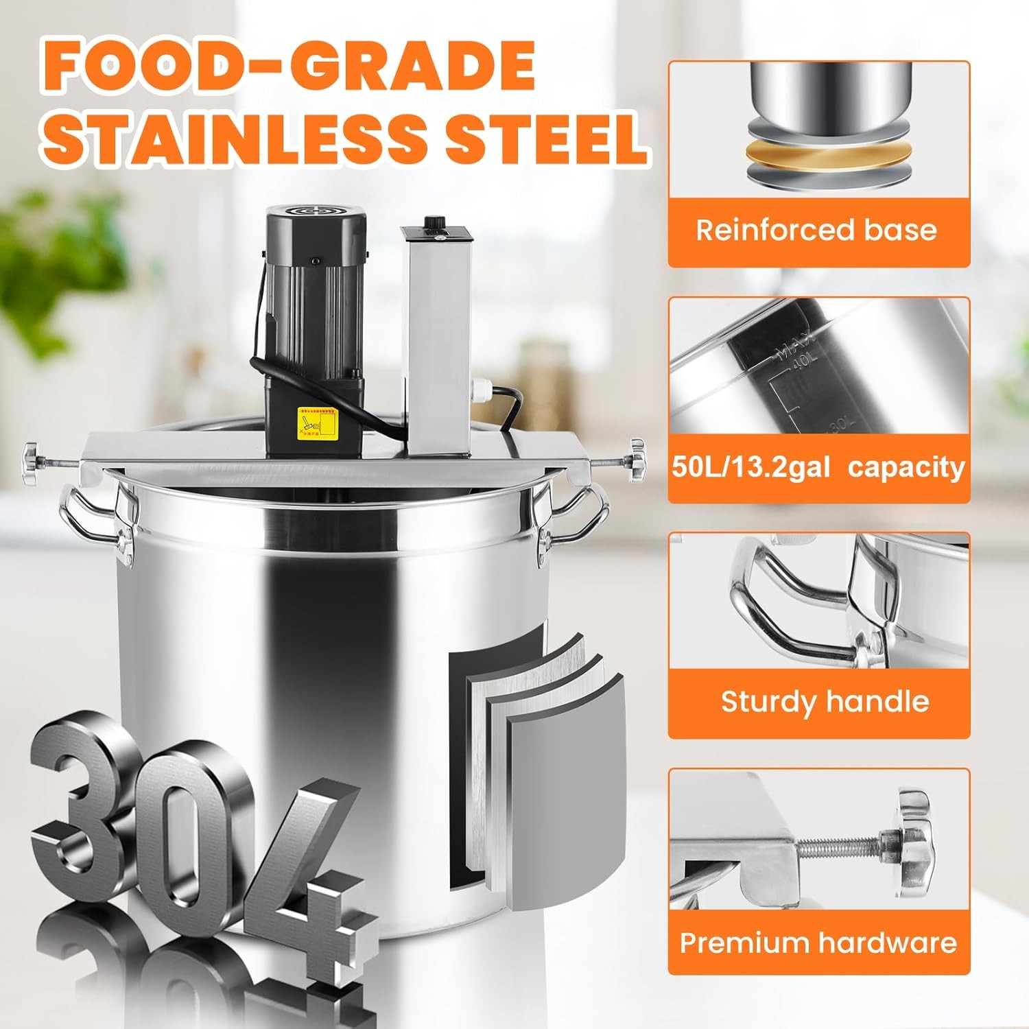 50L Commercial Food Mixer Electric Jam Sauce Stirring Frying Machine Adjustable