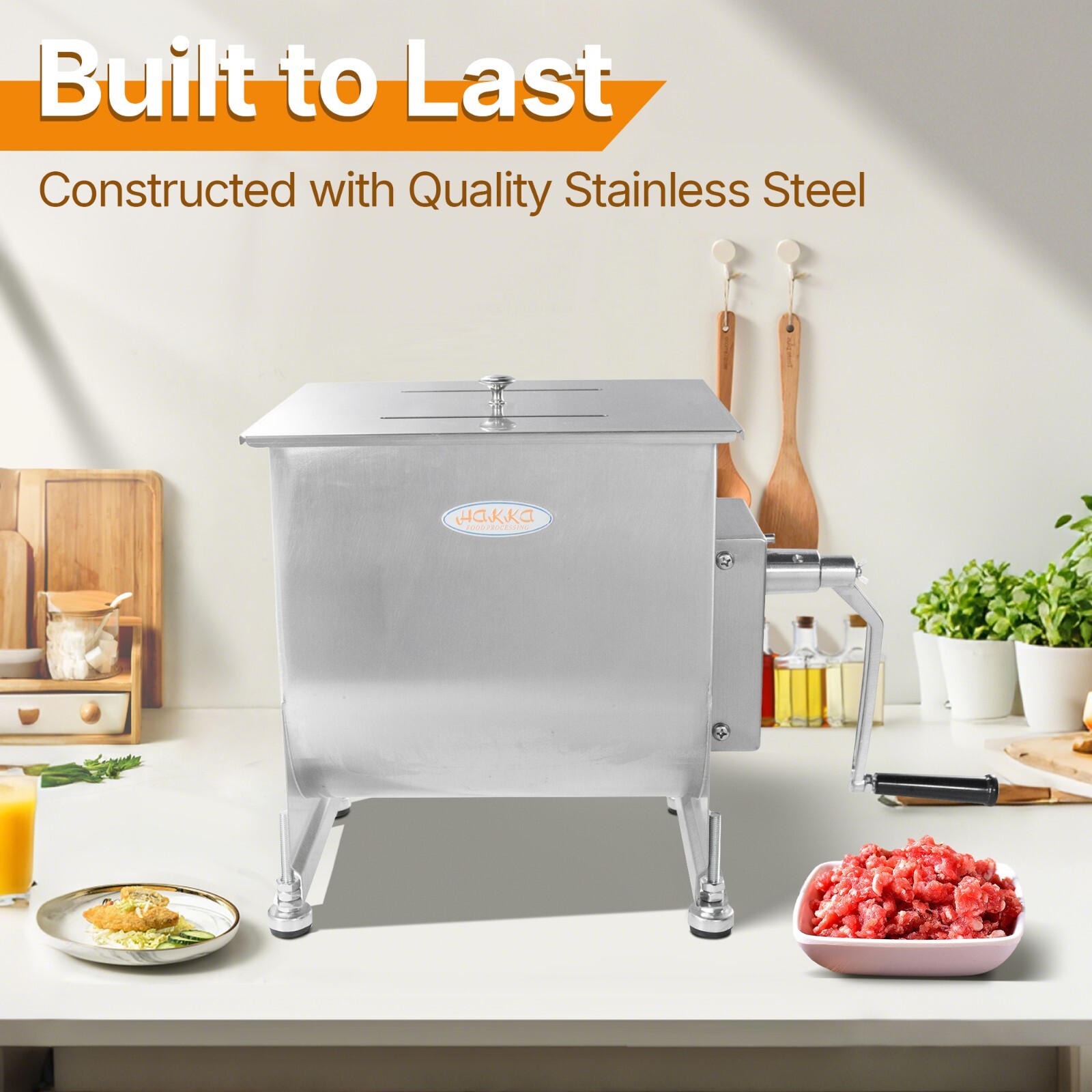 Clivia Manual Meat Mixer 60 Pound/30L Capacity Tank Commercial Food Processor