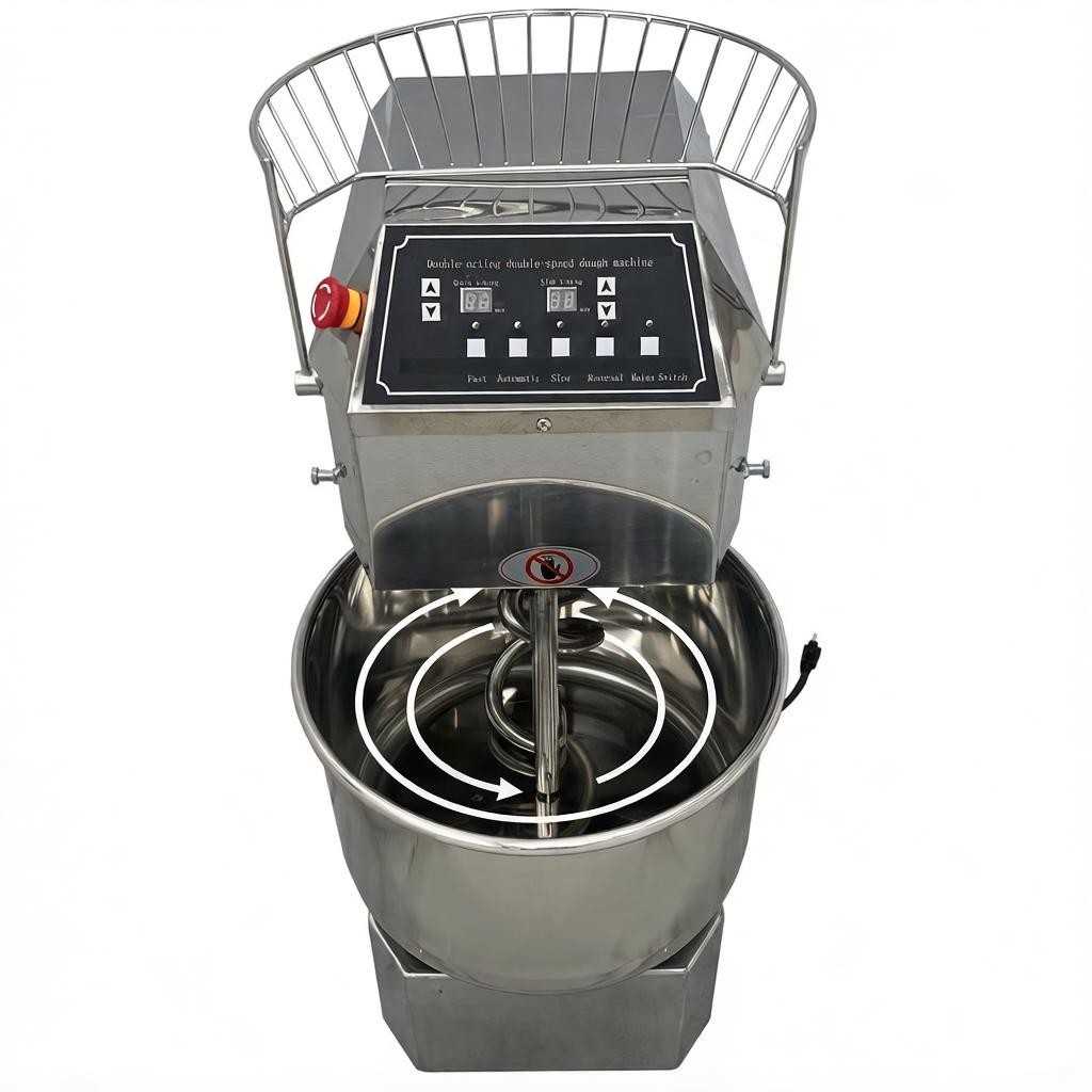 110V Electric 20QT Dough Mixer 1500W Dual Speed Dual Action Spiral Mixer Machine