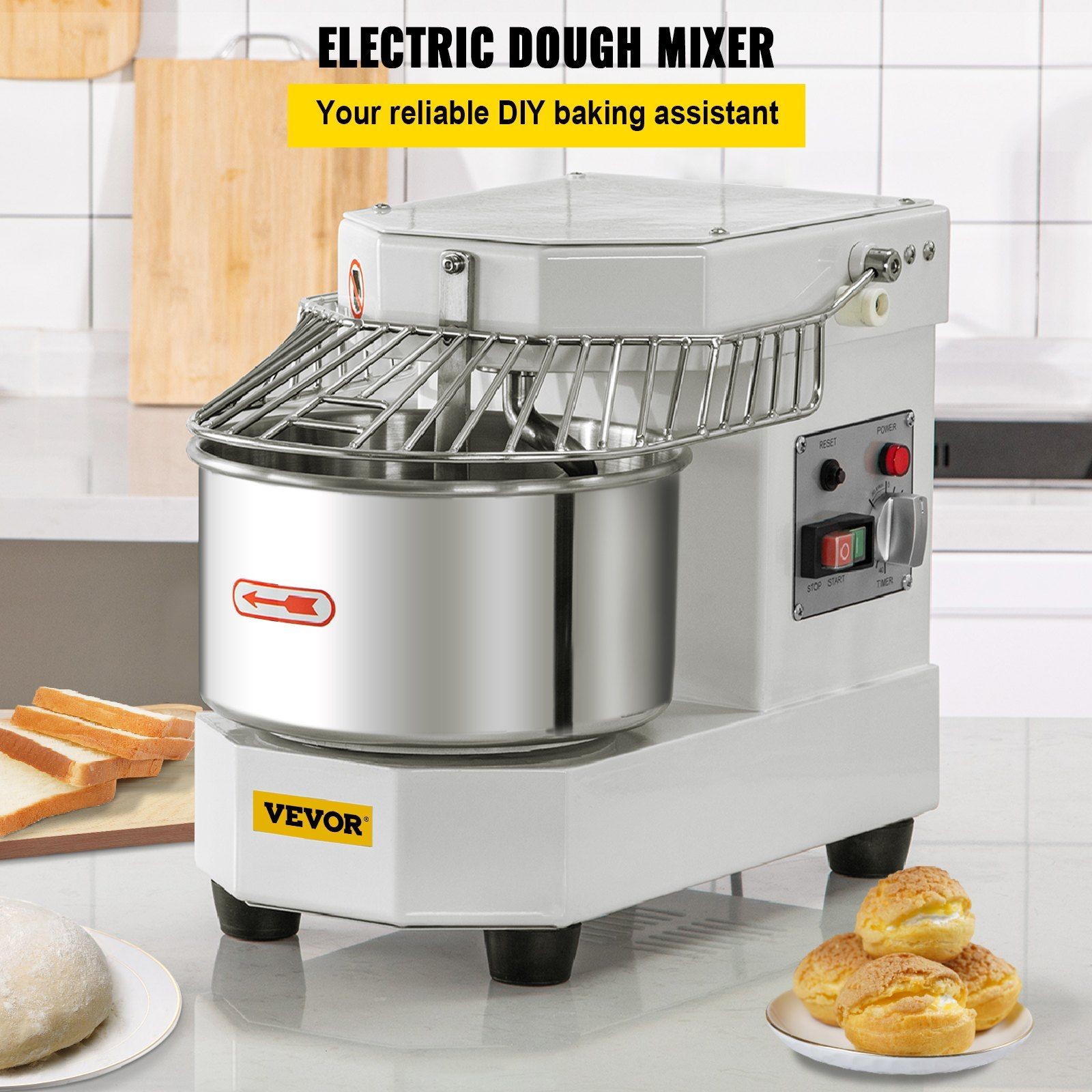 8.5Qt 450W Pro Dough Mixer Dual Motion Food Grade Bowl Safety Cap
