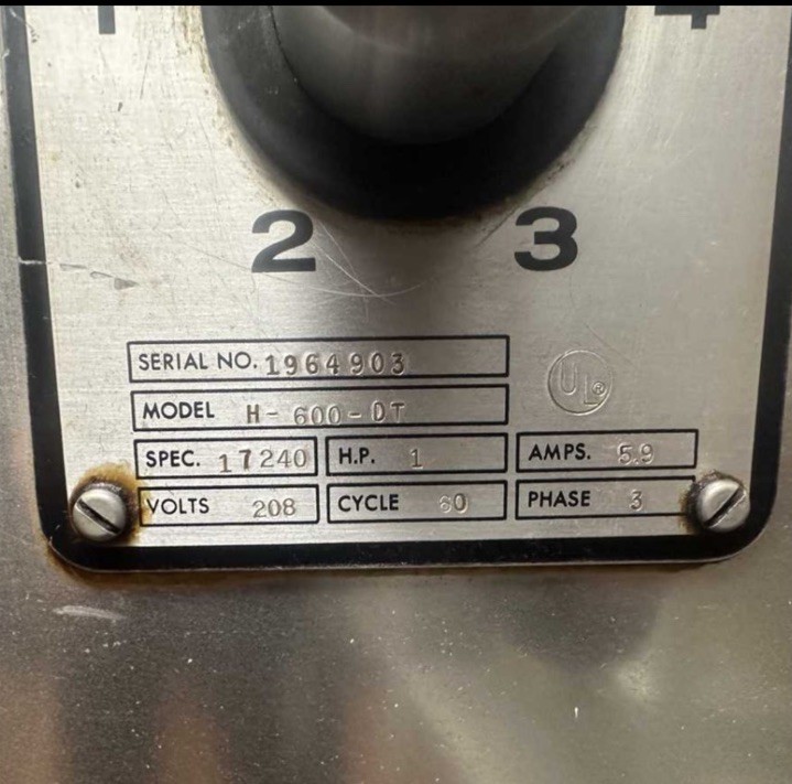 Hobart H600 60 Qt Mixer 1HP – 3Ph – 208V – Stainless – Reconditioned
