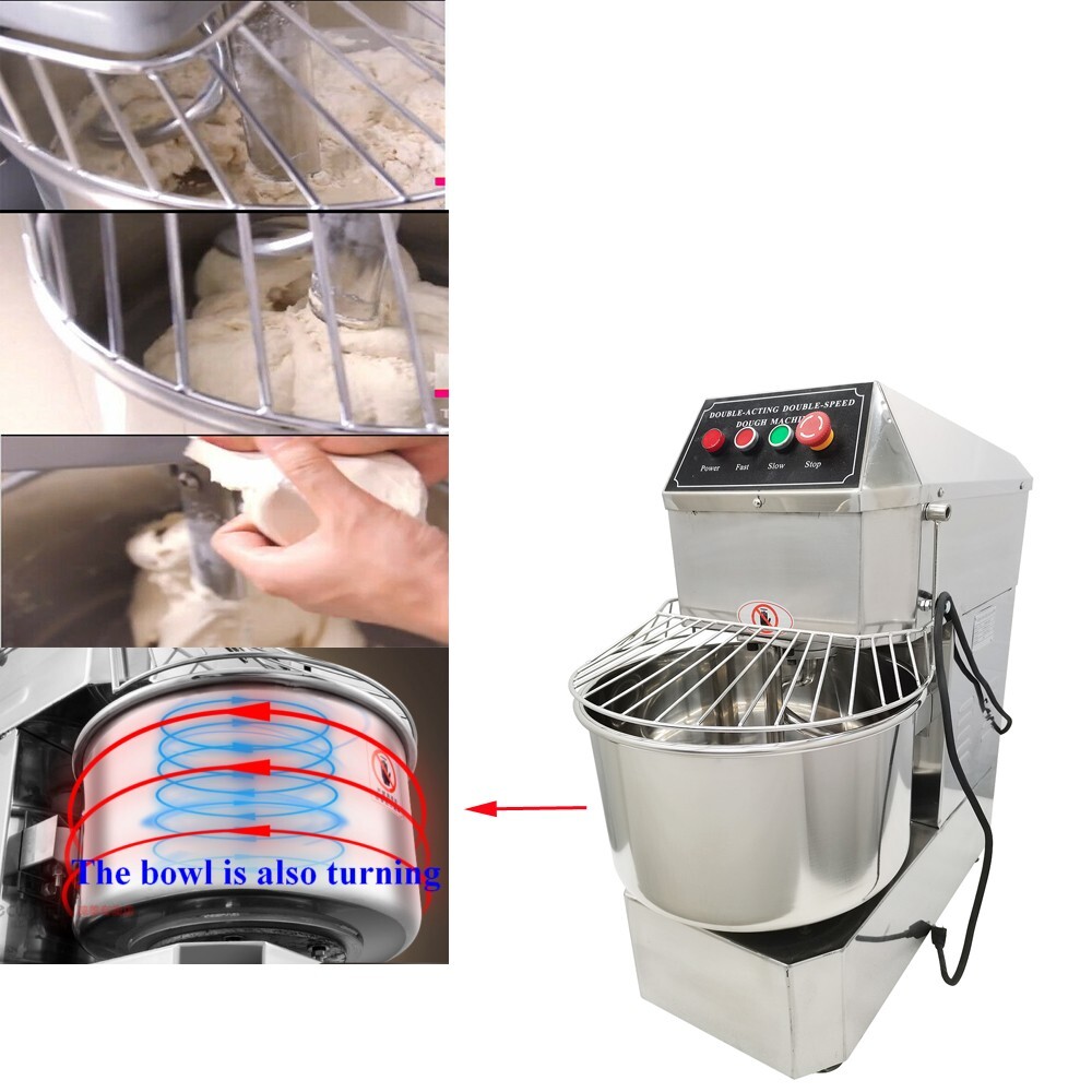 30L Commercial Food Mixer 110V Dual Speed Bakery Spiral Dough Kneading Machine