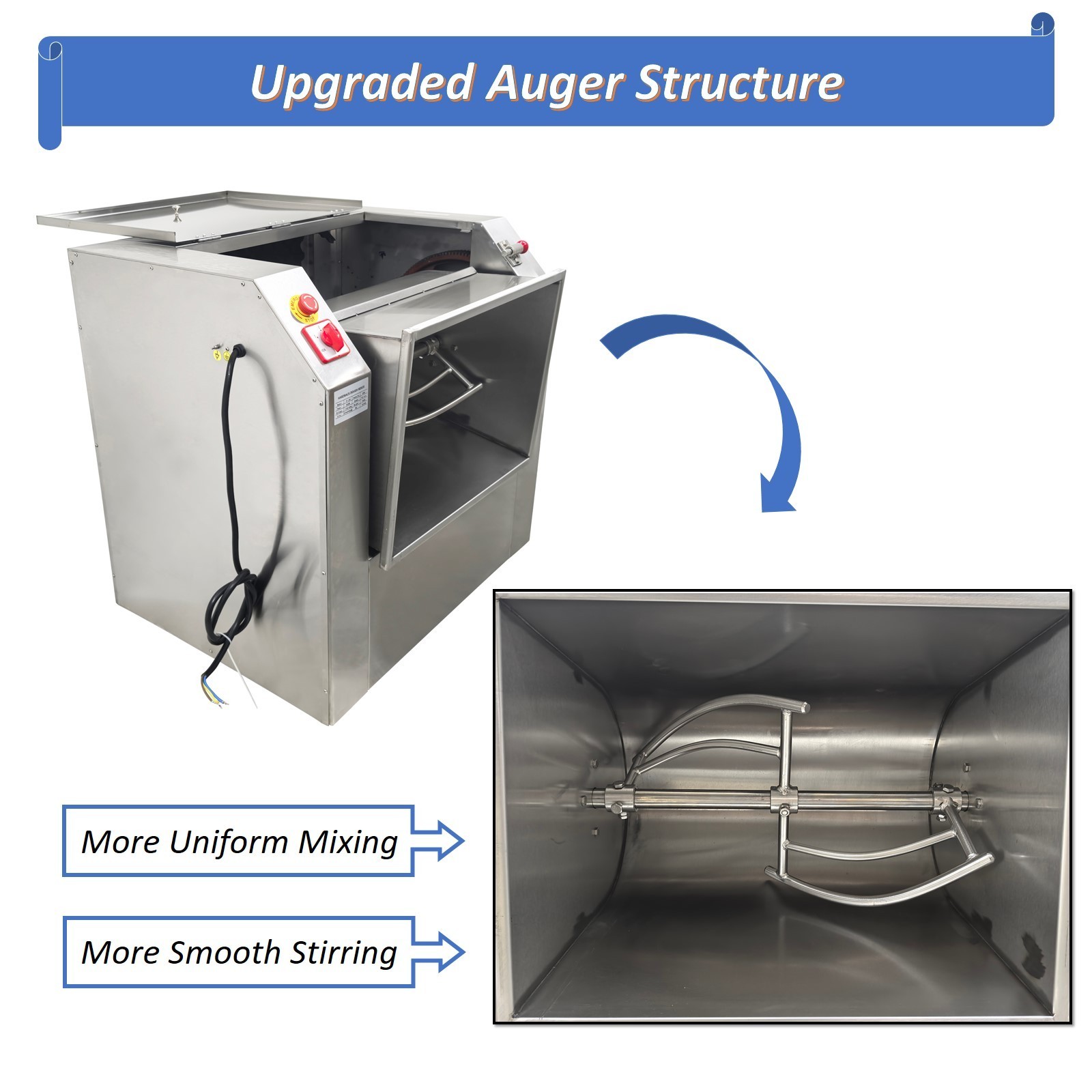 50 KG Commercial Dough Mixer Machine Electric Flour Mixer w/ Bowl Restaurant