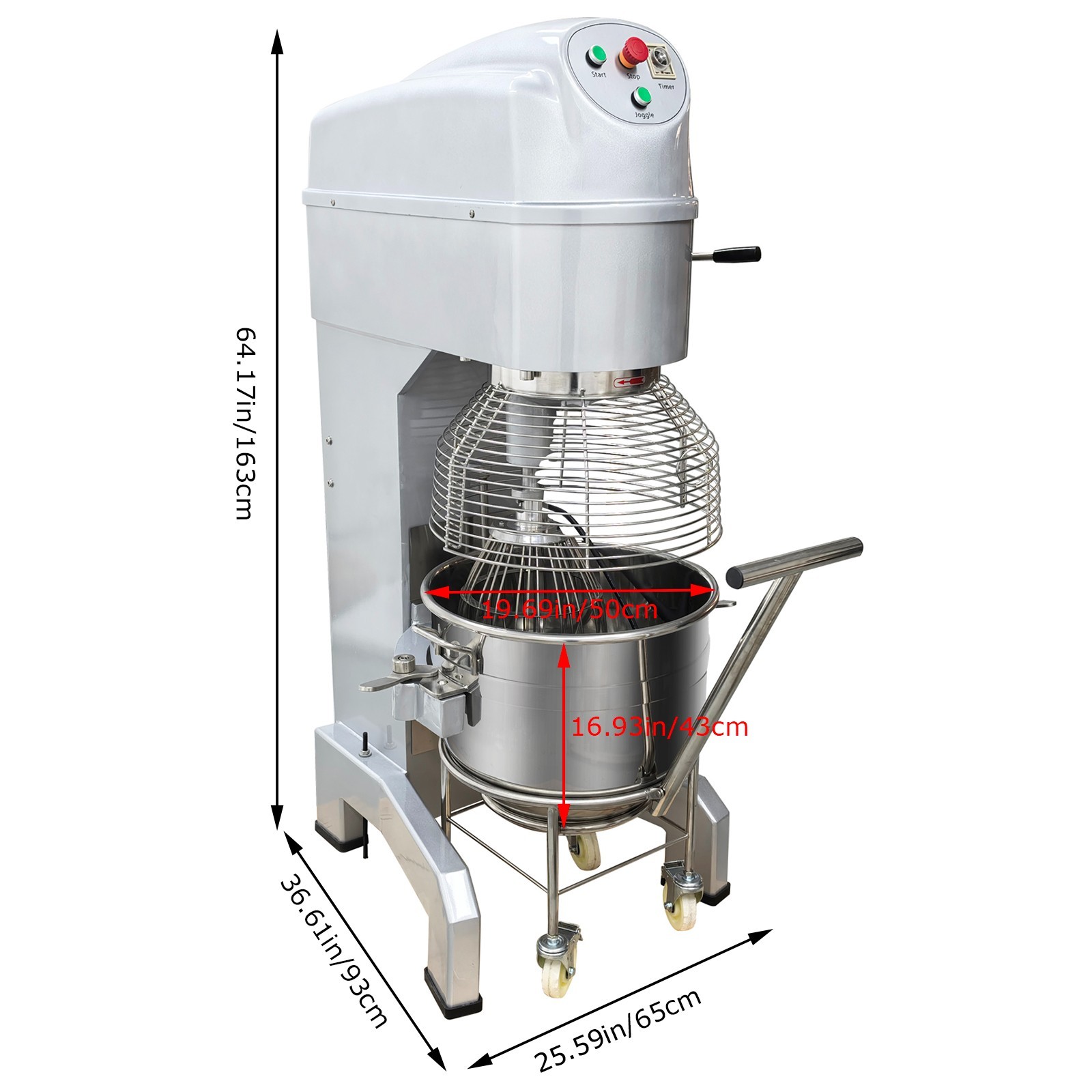 60L Commercial Stand Mixer with Trolley 220V Dough Mixing Machine 3 Mixing Tools