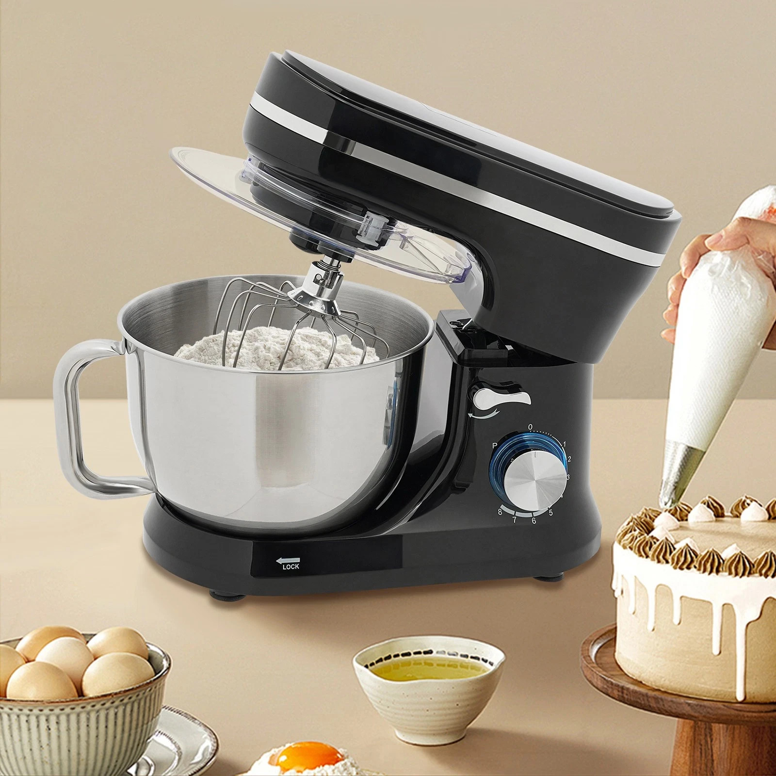 660W Electric Kitchen Food Mixer, Multifunctional Kitchen Mixer 4.5L-Bowl Mixer