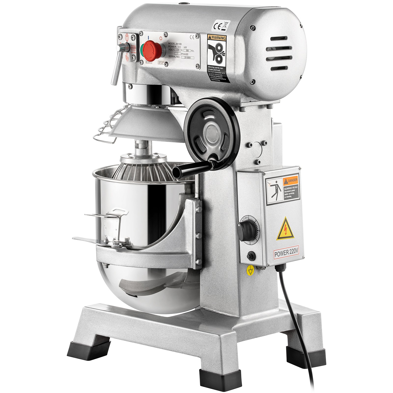 Uimoso Commercial Electric Stand Mixer, 15Qt Dough Mixer, 3 Speeds, 550W