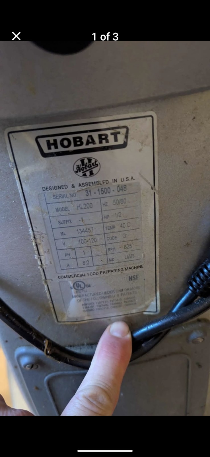 Hobart hl200 legacy mixer 20 qt with table,bowl, Hook, And Meat Grinder