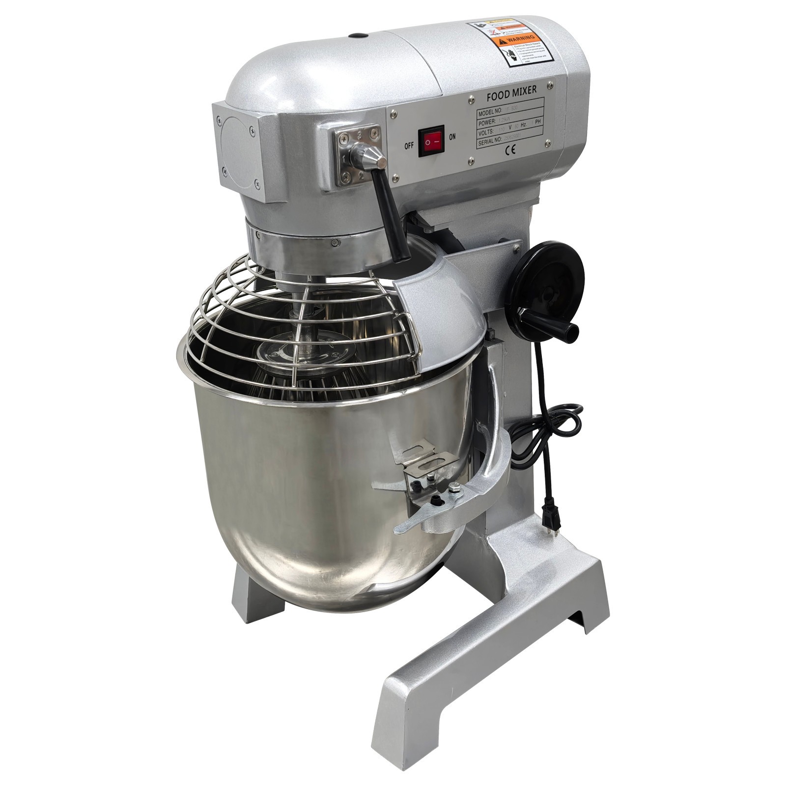 Auto Stop 30L Mixer Mixing Machine w 3 Types Mixing Arms For Dough Veg Cream Egg