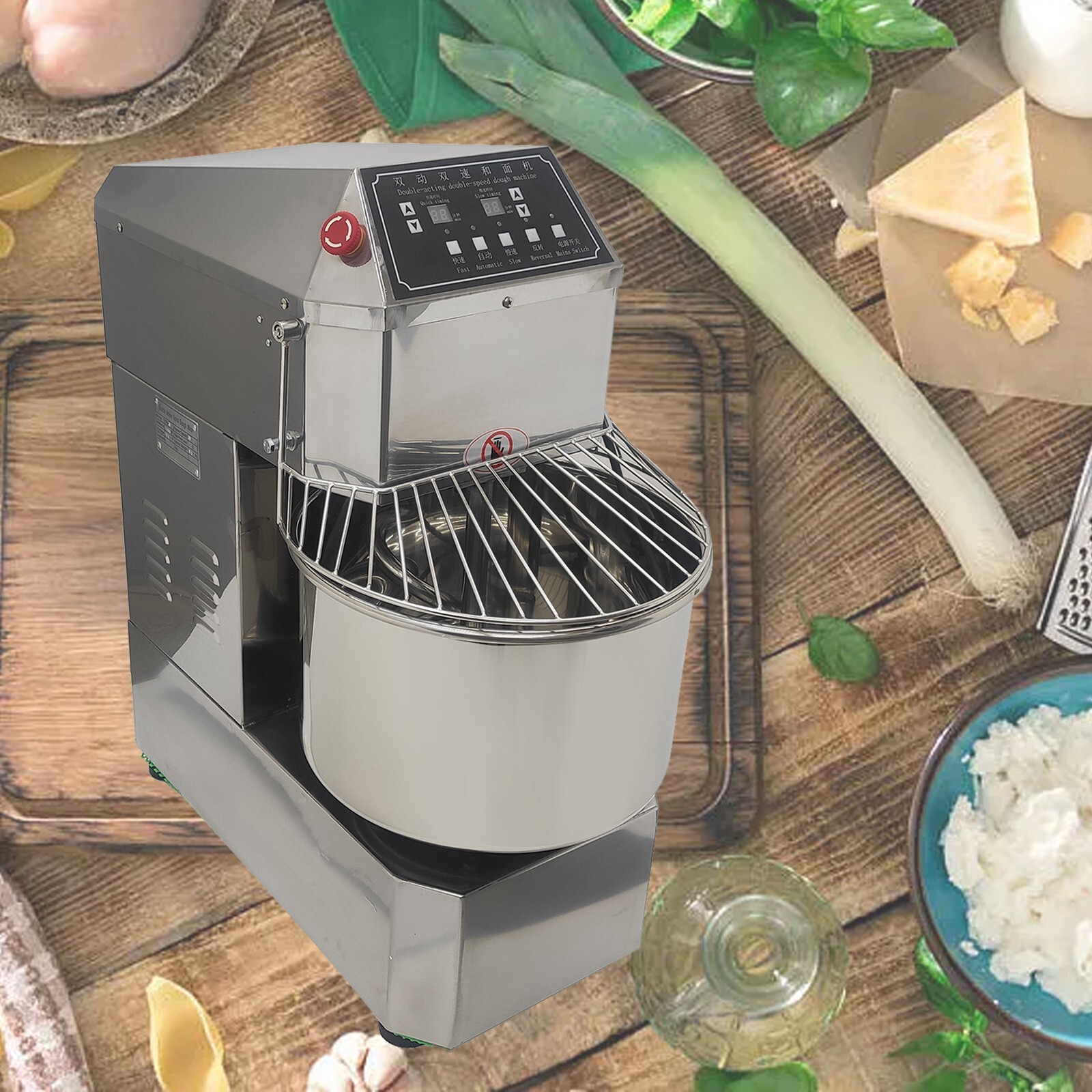 110V 30QT Double-Action Double-Speed Dough Kneading Mixer Time Set Heavy Duty