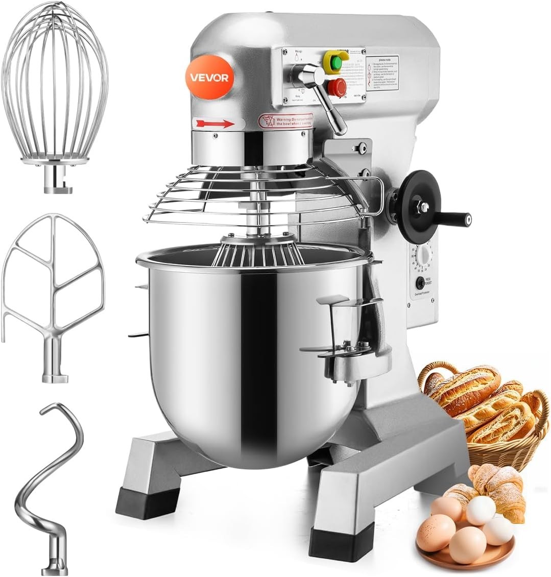 High-Efficiency 30Qt Commercial Mixer with Safety Timer – Ideal for Heavy Dough