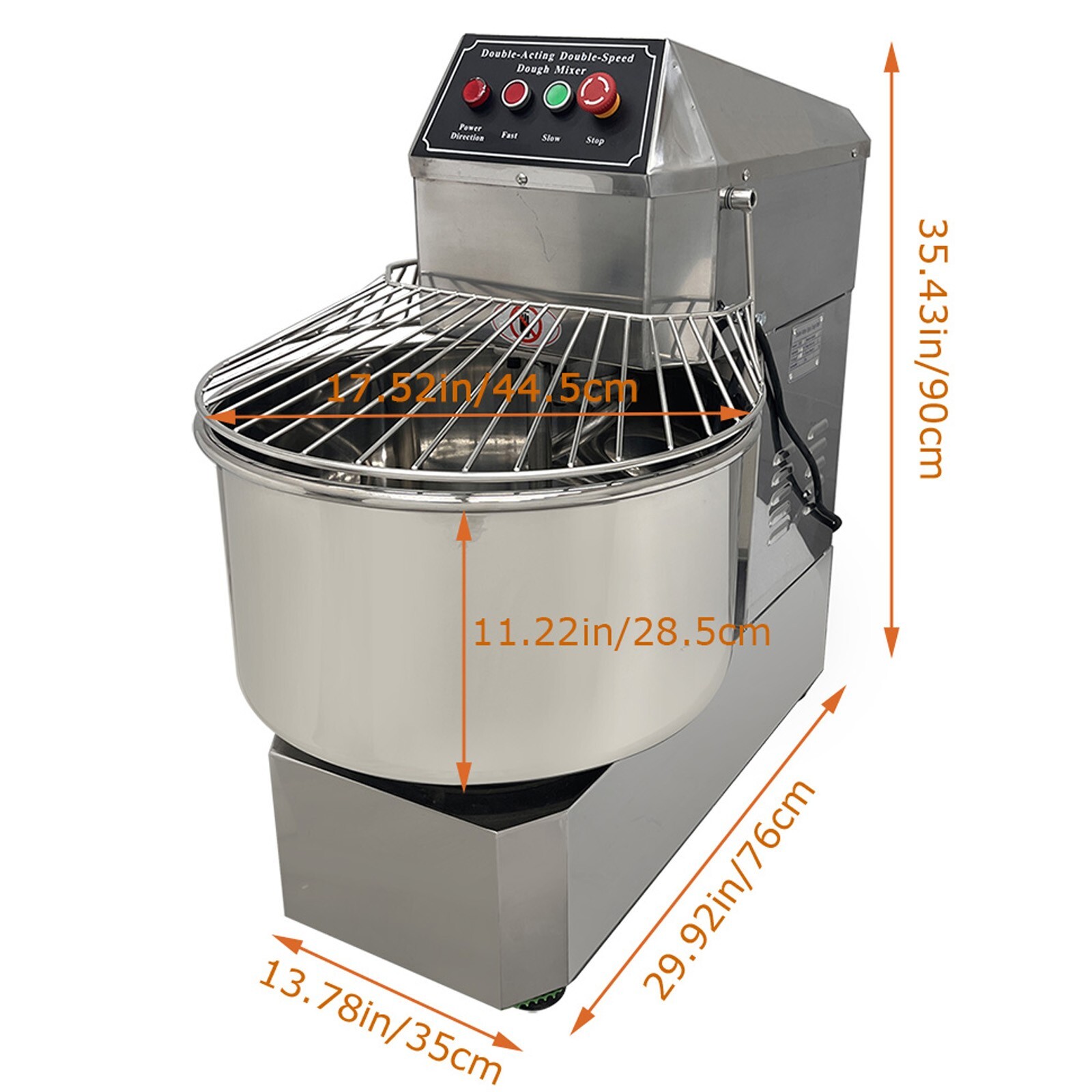 40L Double Speed Spiral Dough Mixer 110V Stainless Steel Flour Mixing Machine