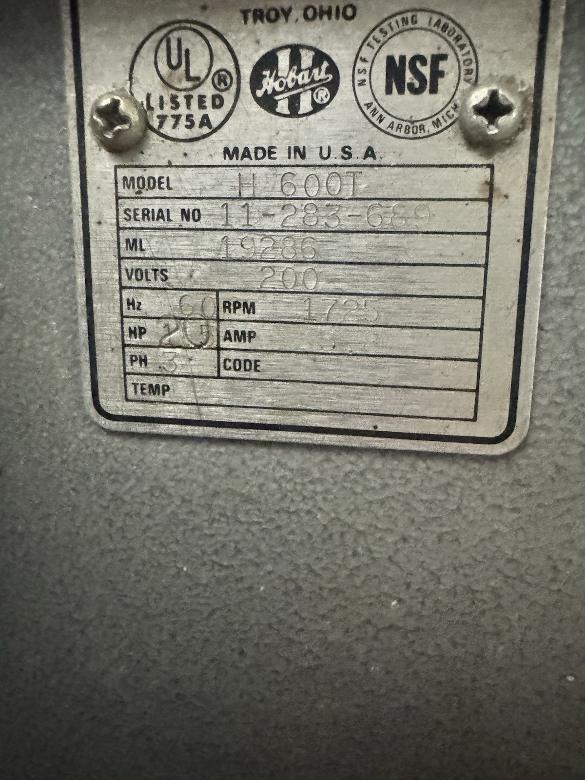 Hobart 60qt Mixer