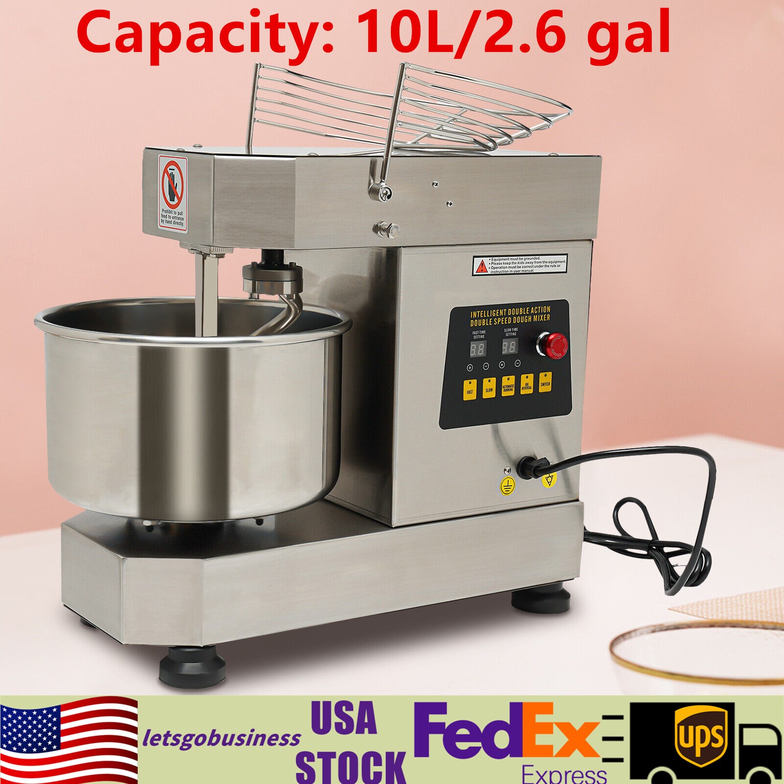 12Qt 2-Speed Commercial Food Mixer Electric Dough Mixer Pizza Bakery Mixer 750W