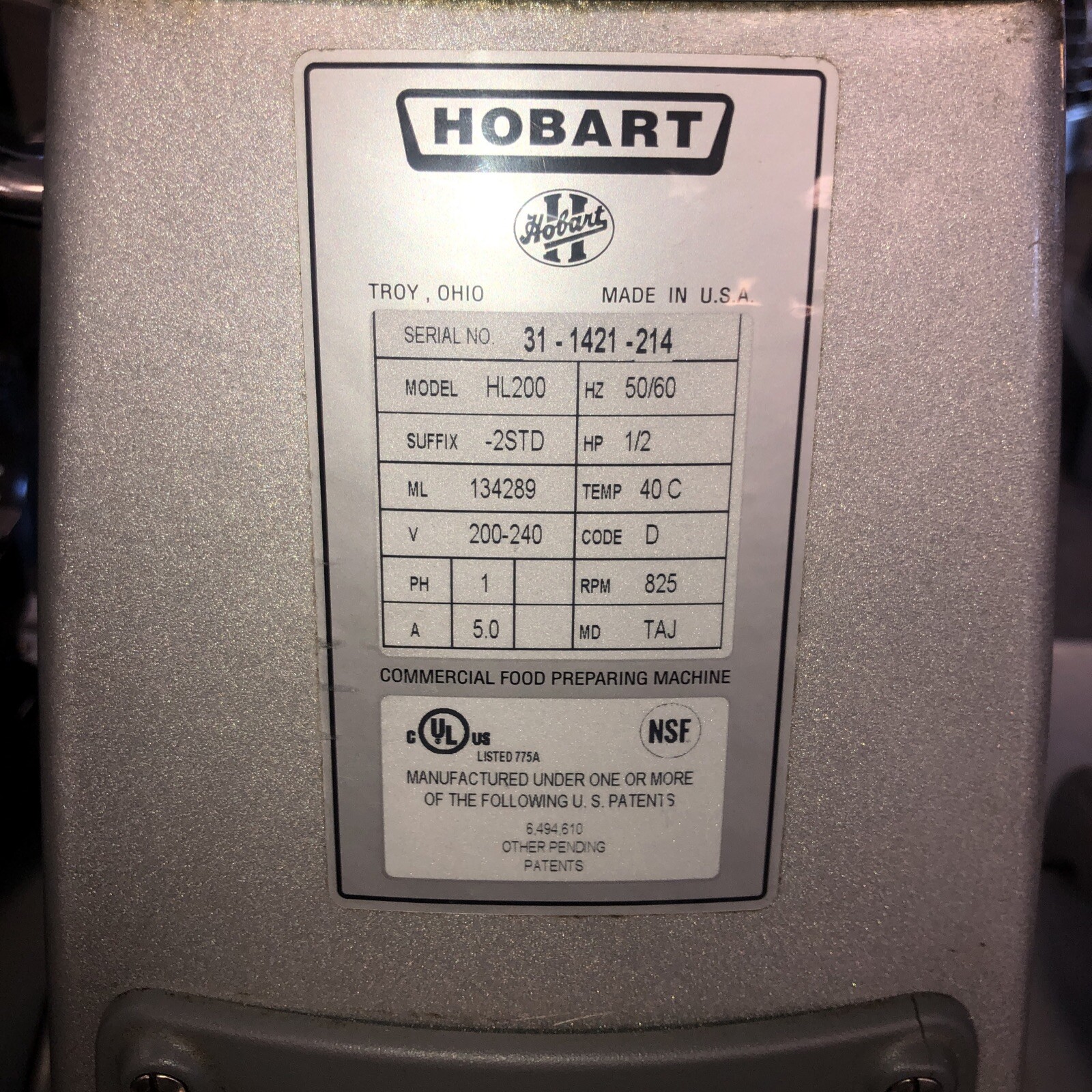 Hobart HL200 Legacy 20-Quart 3-Speed All-Purpose Commercial Mixer With Whip 200V