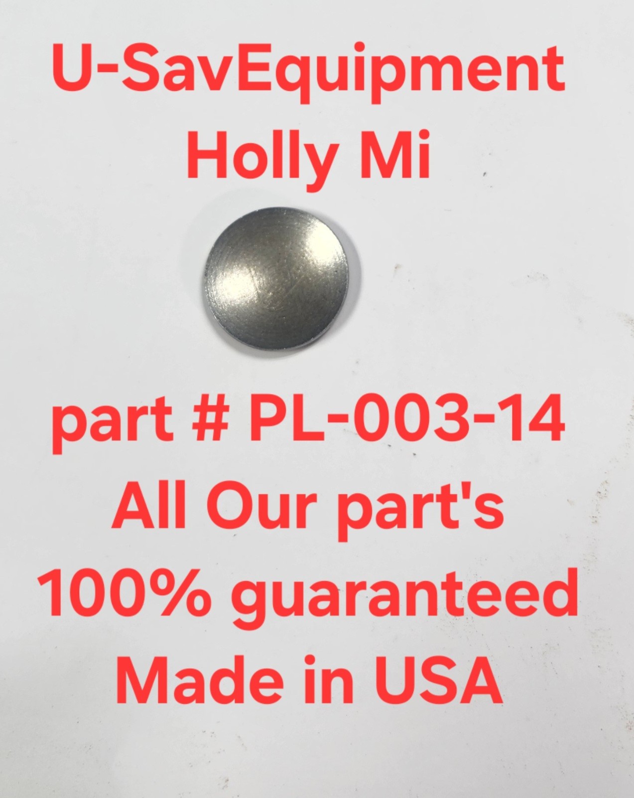 Hobart Mixer A200 D300 expansion plug. PL-003-14 New OEM Made in USA PL 3 14