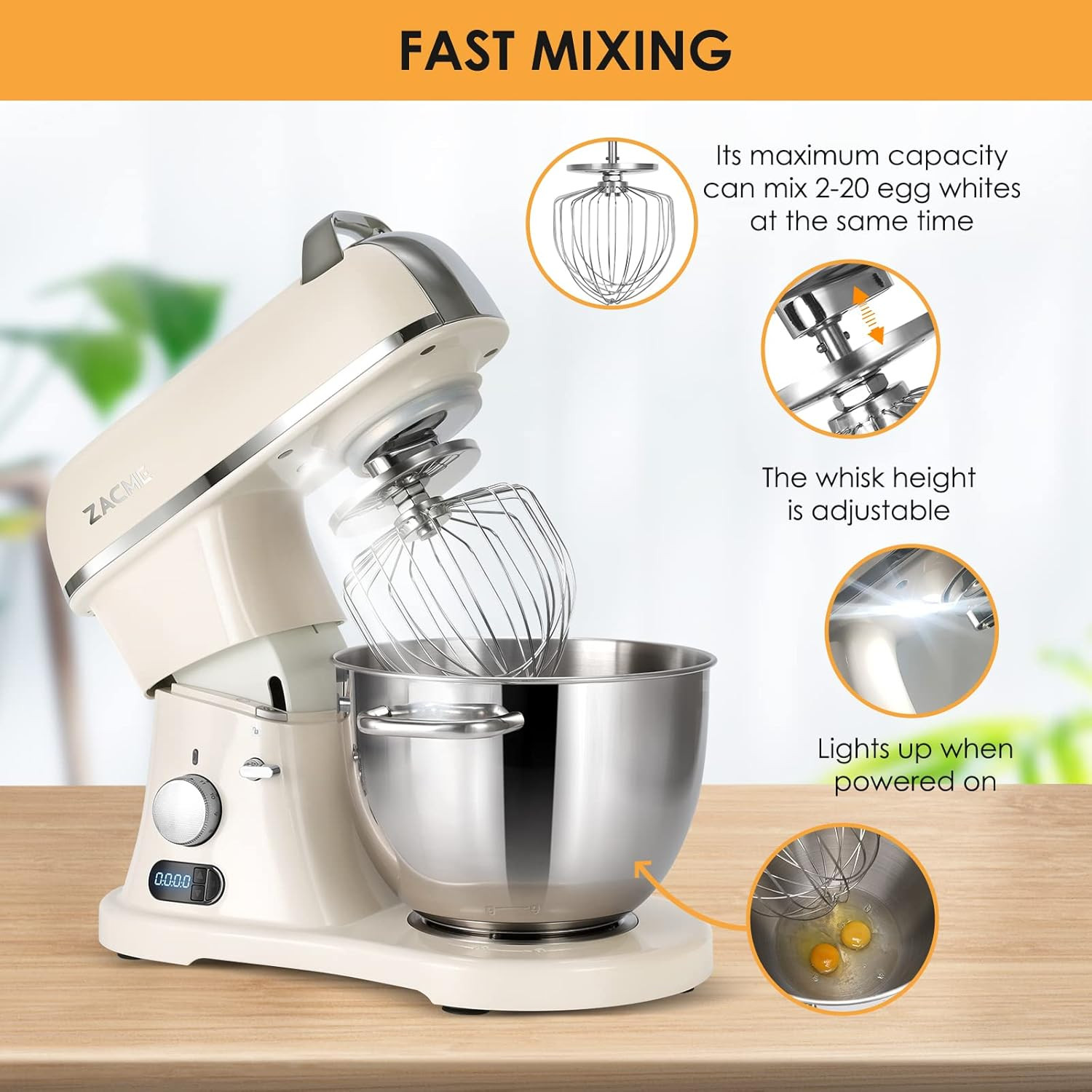 8.4QT Commercial Stand Mixer 800W with NSF Certified and Aluminum Die Casting, M