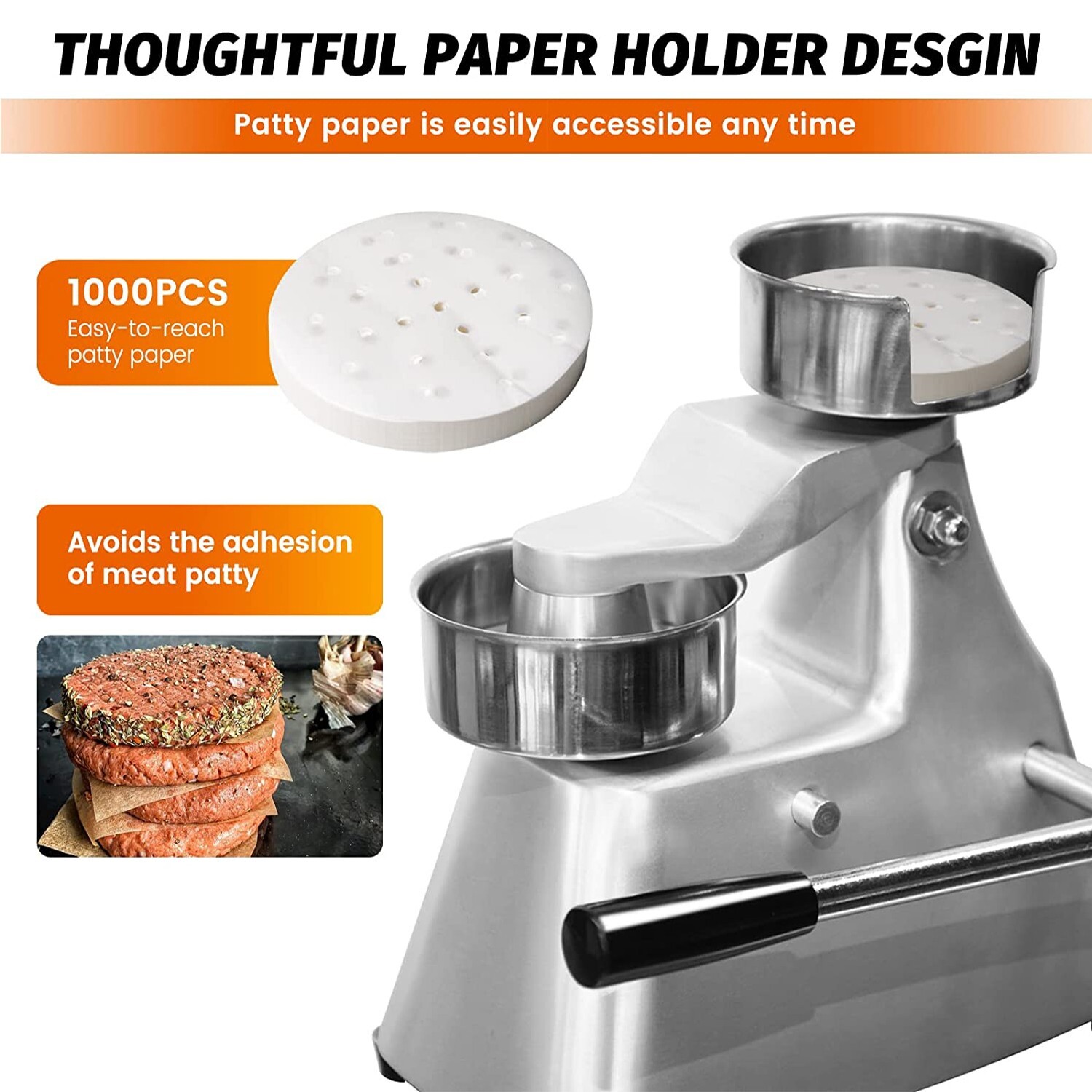 Hakka Commercial 2 in 1 Food Processor Meat Mixer with Burger Press Patty Maker