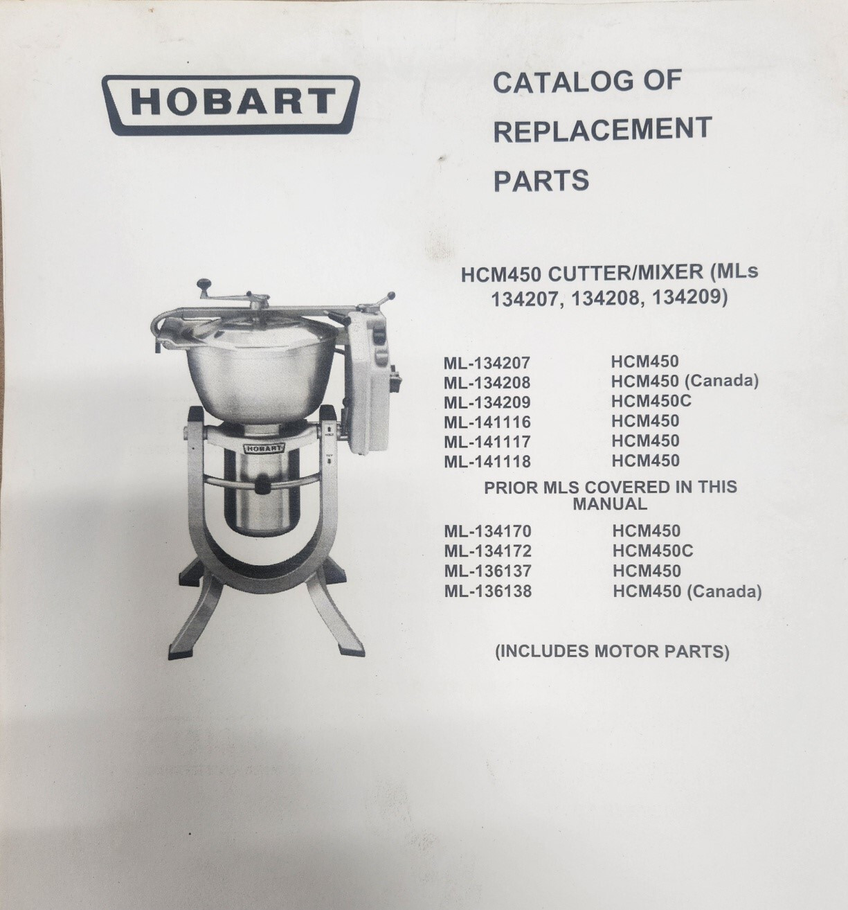 Hobart HCM 300 & HCM 450 Upper and Lower Bearings For Cutter/Mixer