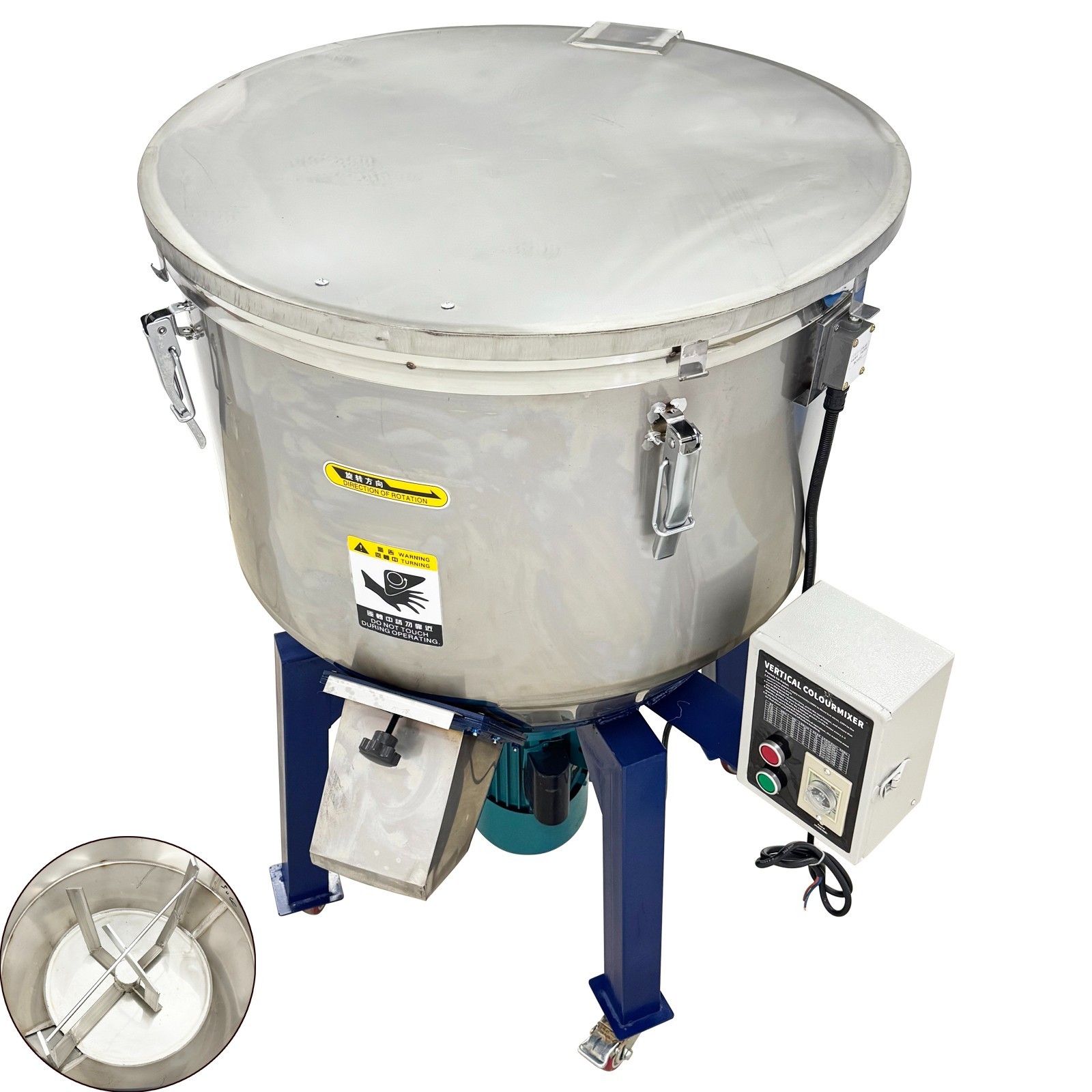 220V 1PH Industrial Stainless Steel Plastic Particle Mixer Color Mixer 100KG