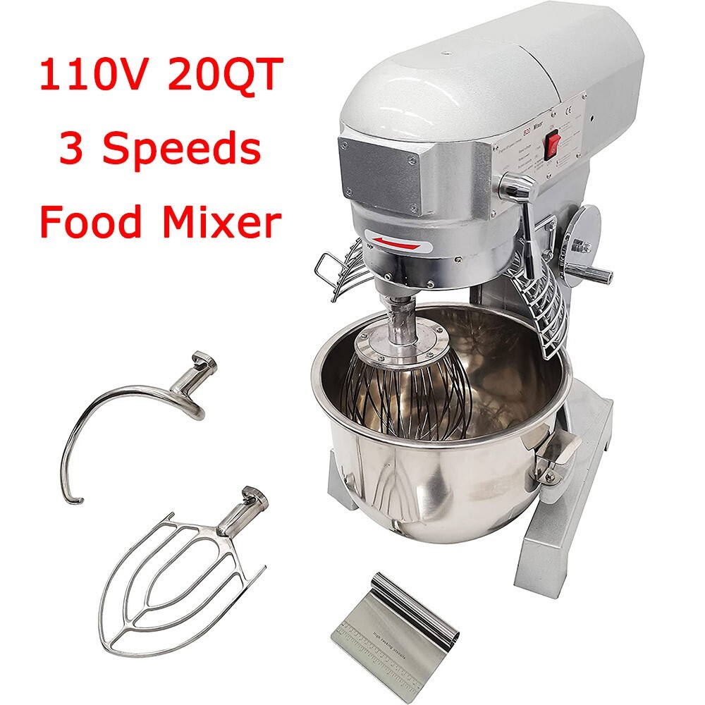 20L Commercial Dough Mixer 110V Electric Food Mixer Machine 3 Speeds Restaurants